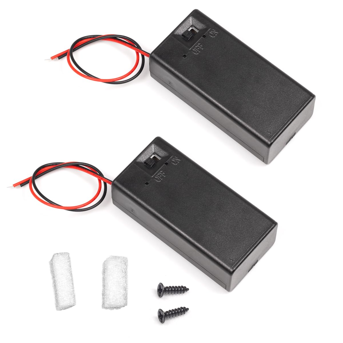 Lampvpath (Pack Of 2) 9V Battery Holder, 9 Volt Battery Holder With Switch, 9V Battery Case With Switch