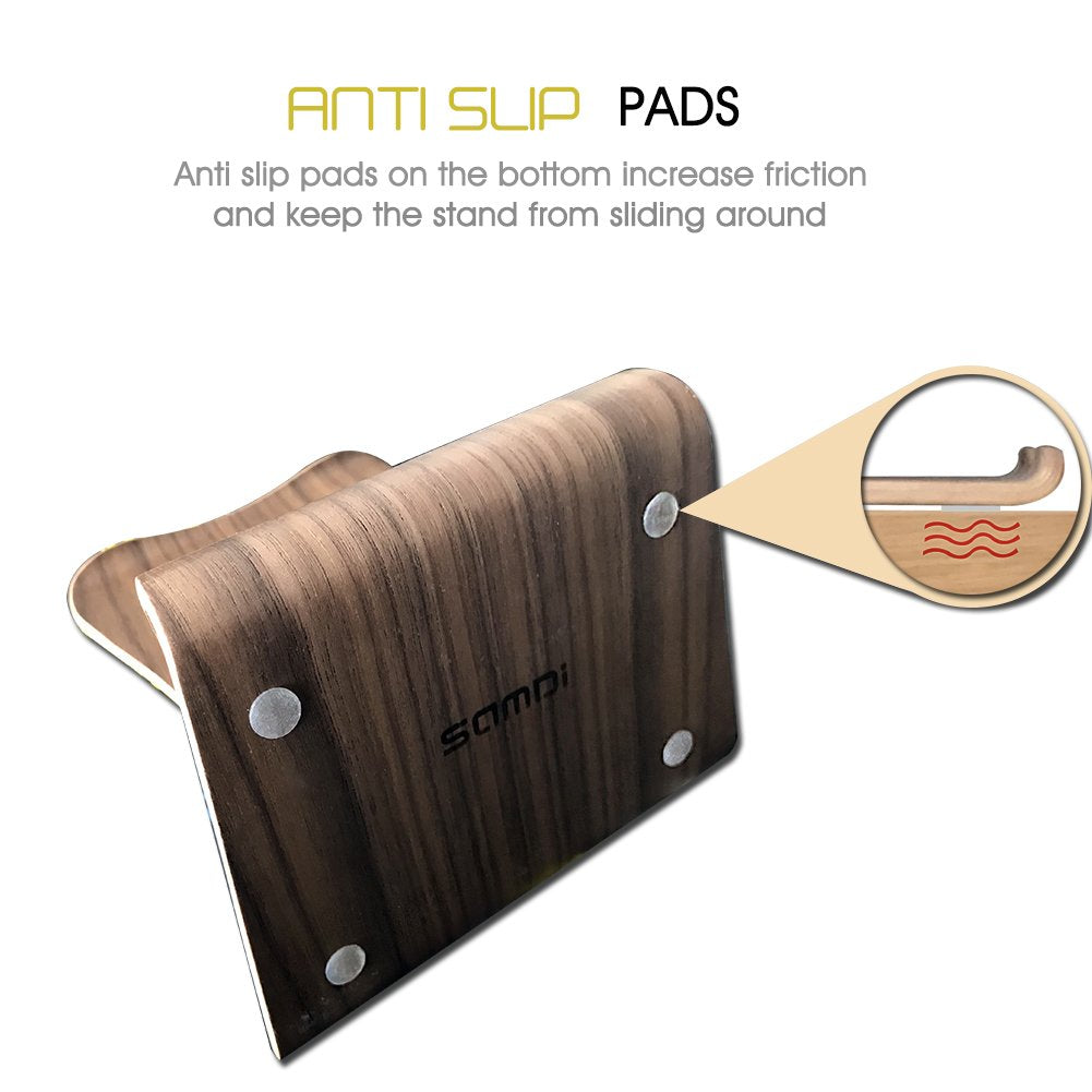 SAMDI Wood Tablet Stand, Wooden iPad Holder: Desktop Stand Holder Dock for new iPad 2017 Pro 9.7, 10.5, Air mini 2 3 4, Kindle, Nexus, Accessories, Tab, E reader, other Tablets(4 13 inch) Black Walnut
