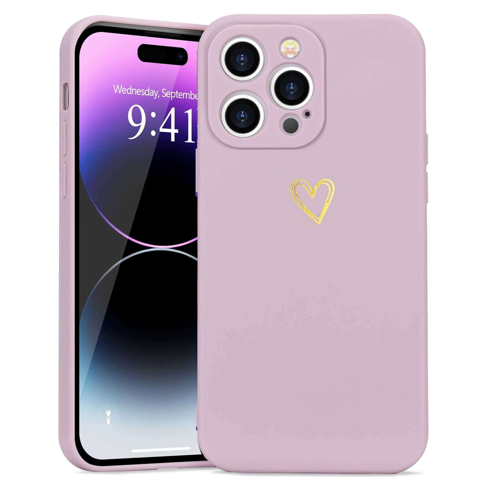 Wirvyuer For Iphone 14 Pro Max Case Cute Slim Shockproof Phone Case With Wireless Charging Support And Protection, Purple