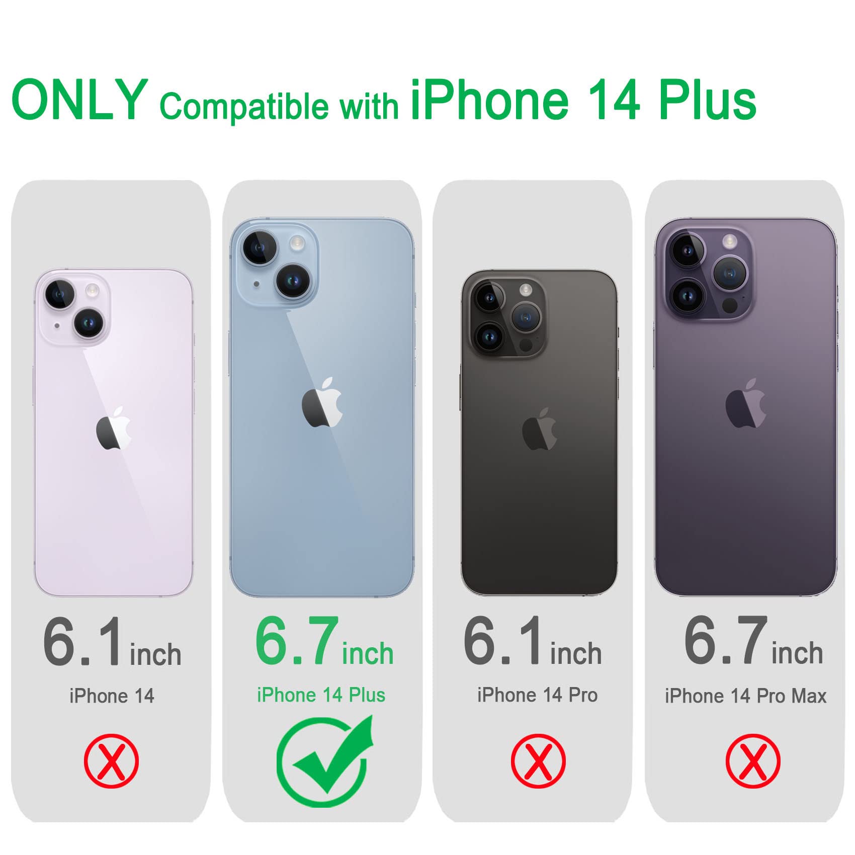 JJGoo iPhone 14 Plus Clear Shockproof Slim Protective TPU Phone Case Purple 6.7 inch