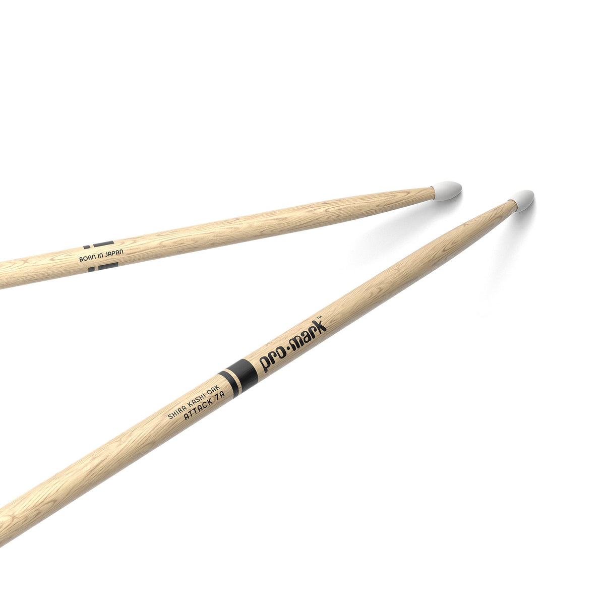 Promark Drum Sticks   Classic Attack 7A Shira Kashi Oak Drumsticks, Oval Nylon Tip, One Pair