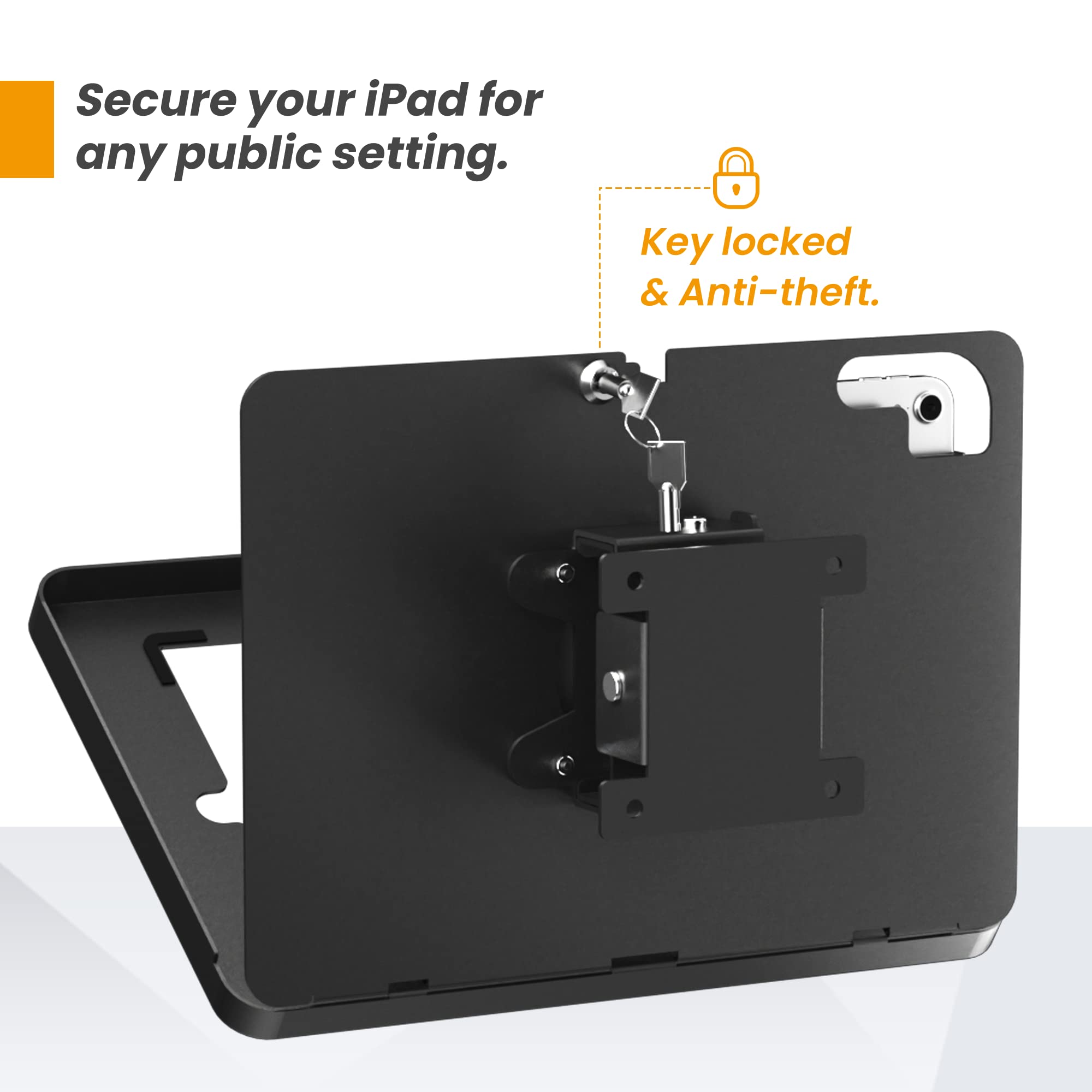 Beelta Tablet Wall Mount Compatible With 10.2 Inch Ipad 7 8 9 Gen, Lockable Secure Wall Mount