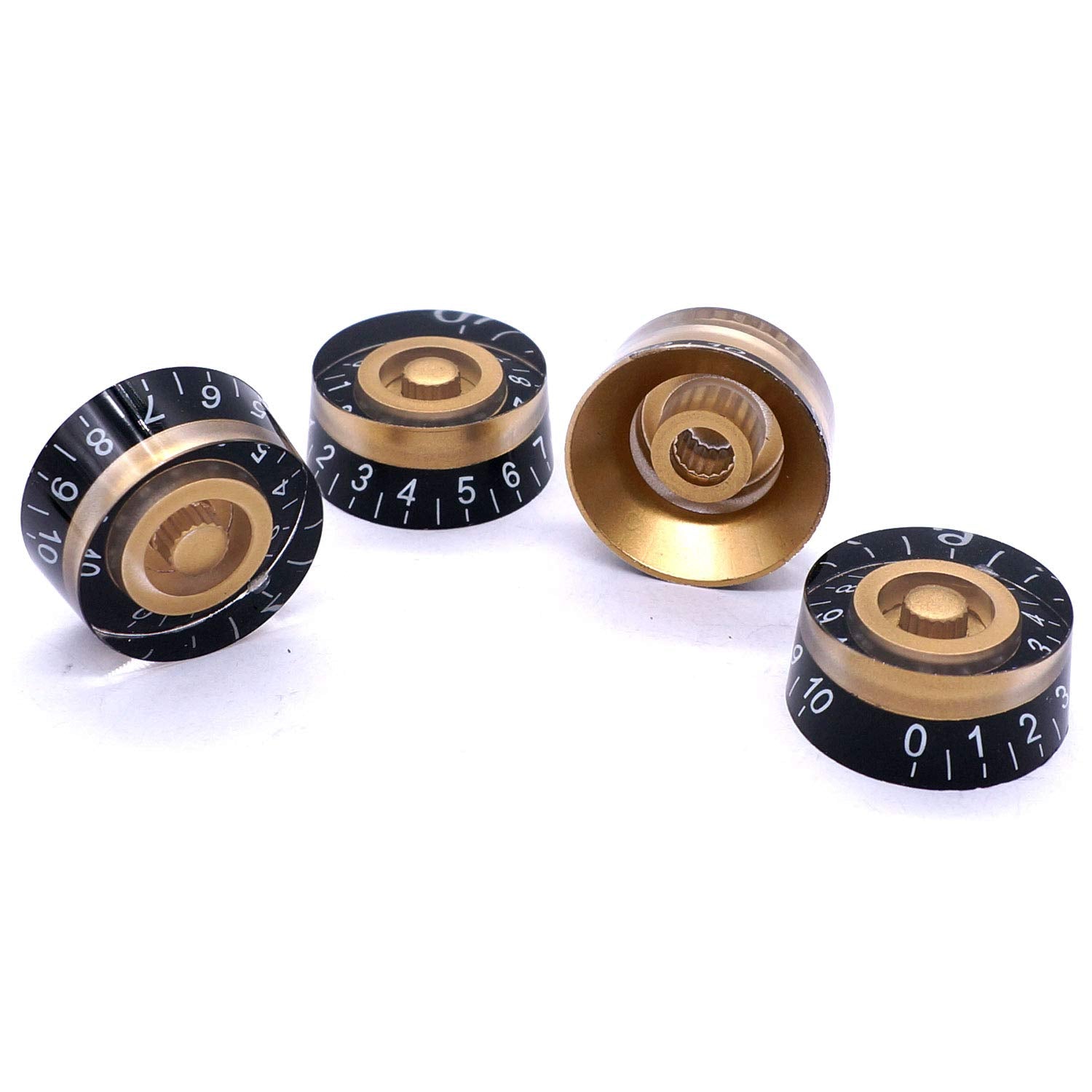 Taiss 4Pcs Guitar Knobs,Amber Top Hat Knobs Electric Guitar Bass Speed Control Knobs Volume Tone Control Knobs Fits 6Mm/0.24 ''