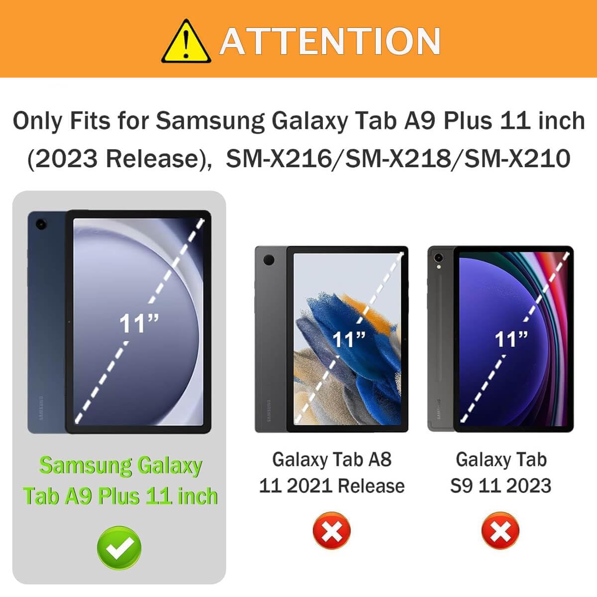 Toevek Kids Case For Samsung Galaxy Tab A9 Plus 11'' Tablet, Built In Screen Protector, Shockproof Handle Stand Protective Cover