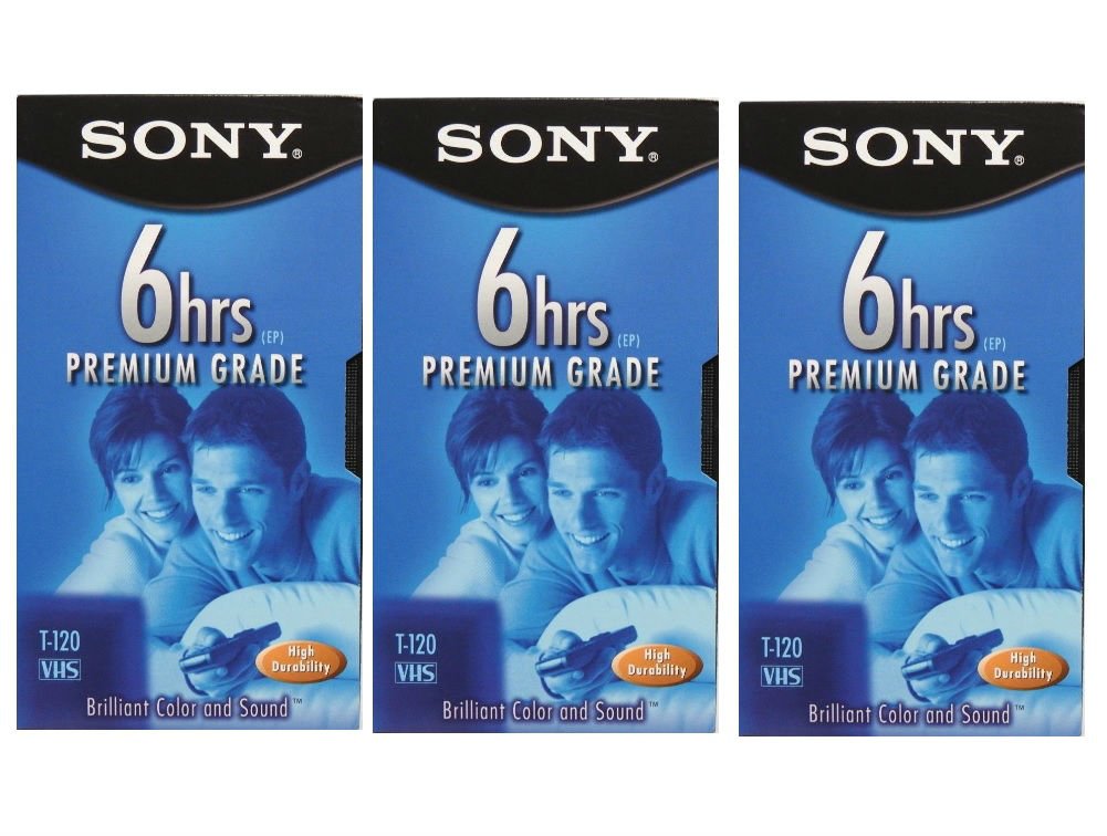 SONY 3T120VR 6hrs. EP T 120 VHS Tapes (3 Pack)