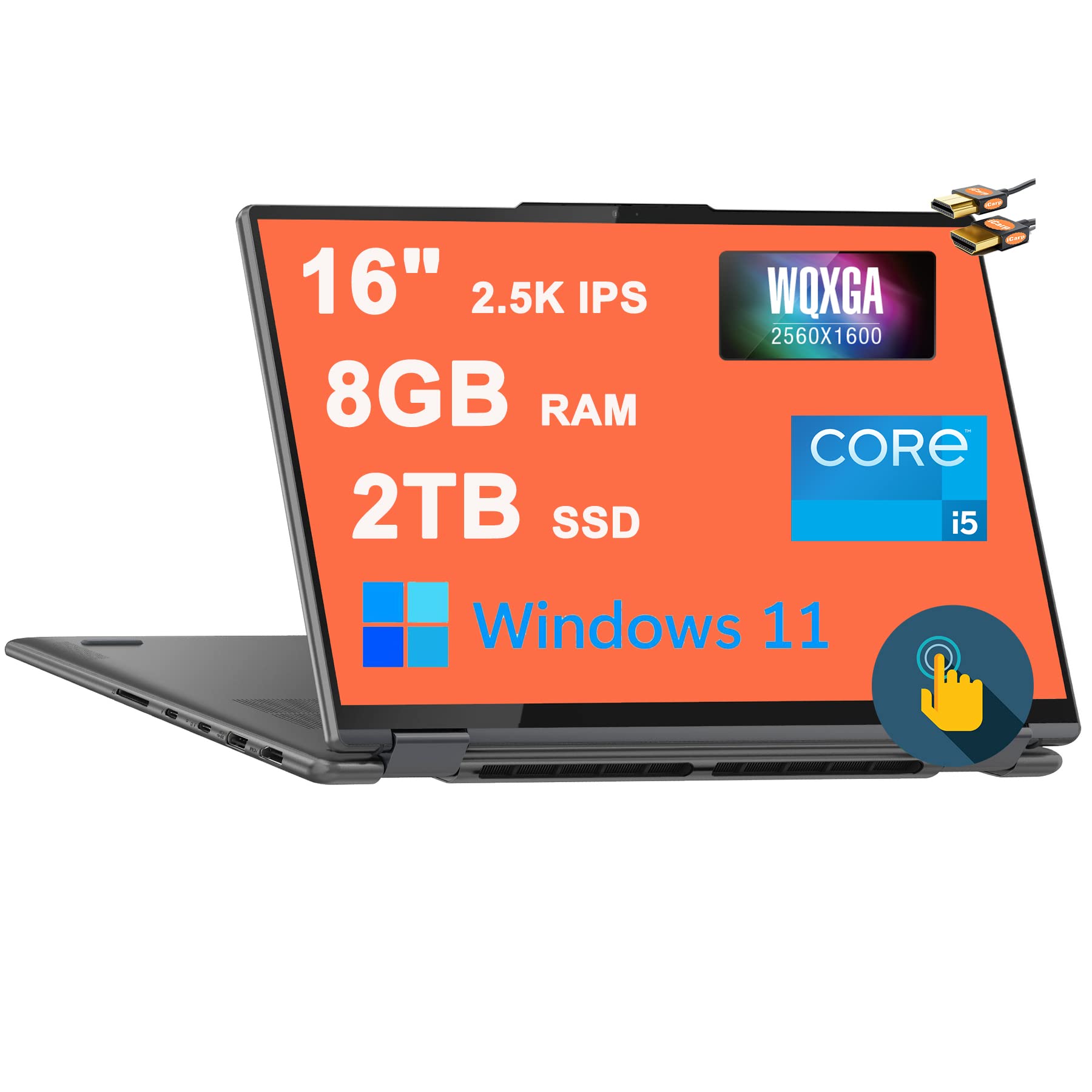 Lenovo Yoga 7I 16 2 In 1 Laptop 16'' 2.5K Touchscreen (400 Nits 100% Srgb Tv Low Blue Light) 12Th Gen Intel 12 Core I5 1240P 8Gb