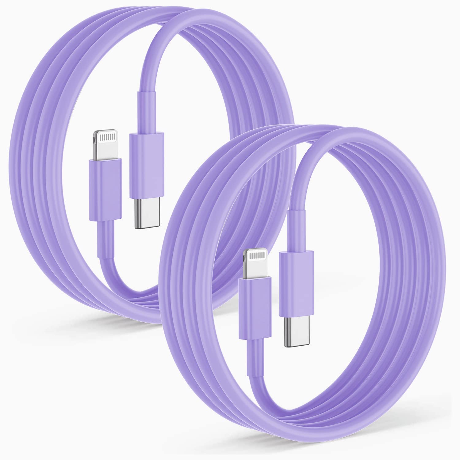 2Pack For Apple Iphone 13 12 Fast Charger Cable Purple 6Ft [Apple Mfi Certified], Usb Type C To Lightning Cable 6 Foot Apple Iphone Charging Cord For Apple Iphone 13 12 11 Pro Xr Xs Max X 8 Plus