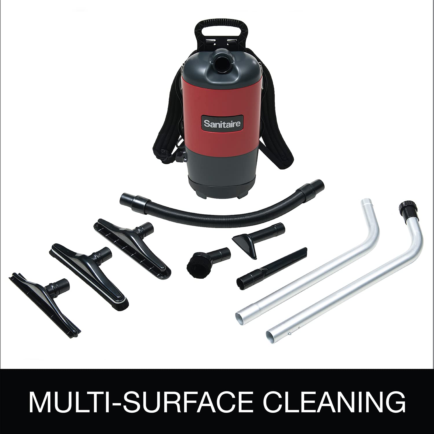 Sanitaire Eursc412B Quiet Clean Backpack Lightweight Vacuum, 8.5 Amps Power, 21'' Length X 10 1/2'' Width X 10 1/2'' Height, Bla