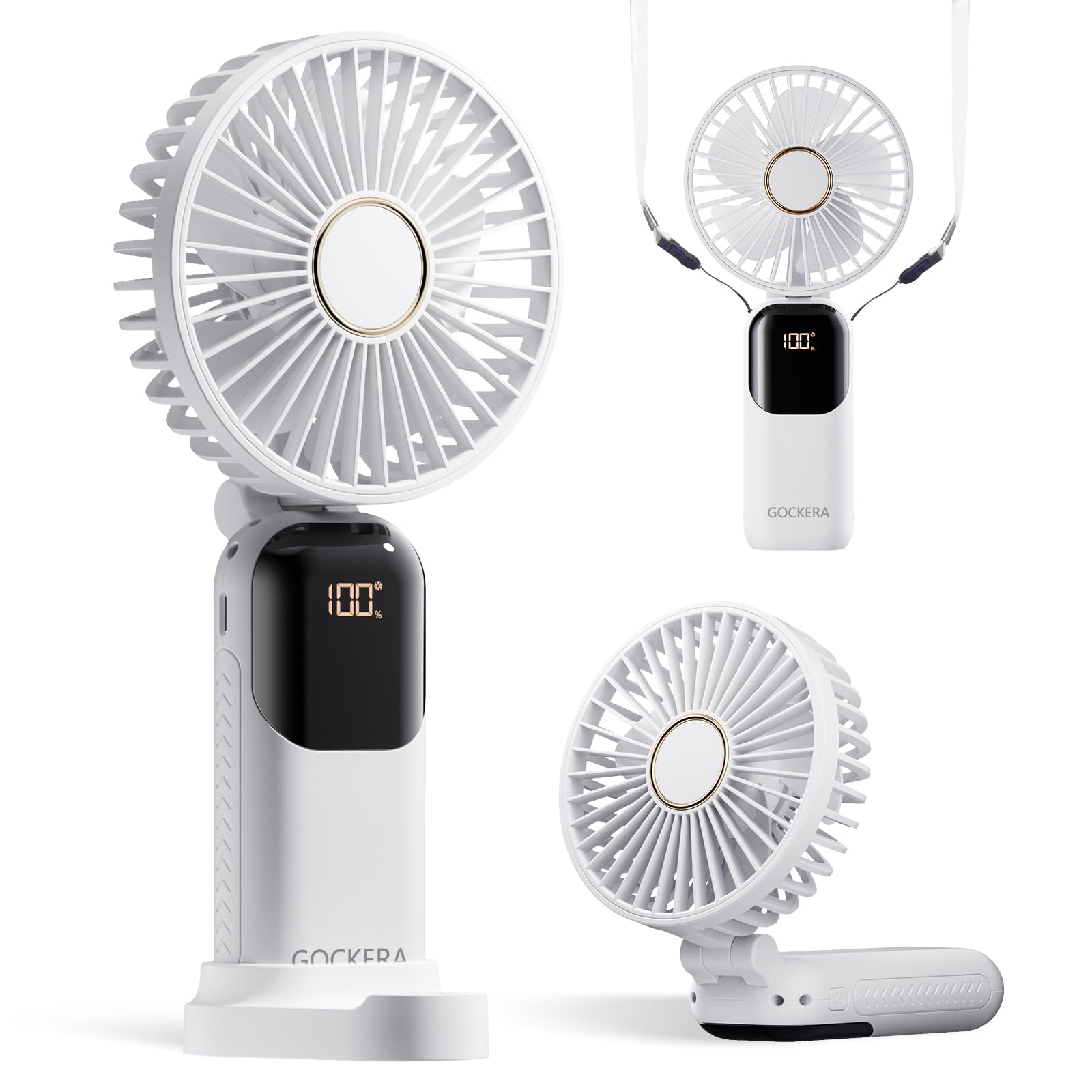Gockera 2024 Portable Fan, 4200Mah Battery Operated Fan With Base, 5 Speeds & Digital Display Portable Fan For Travel, 180 Folda