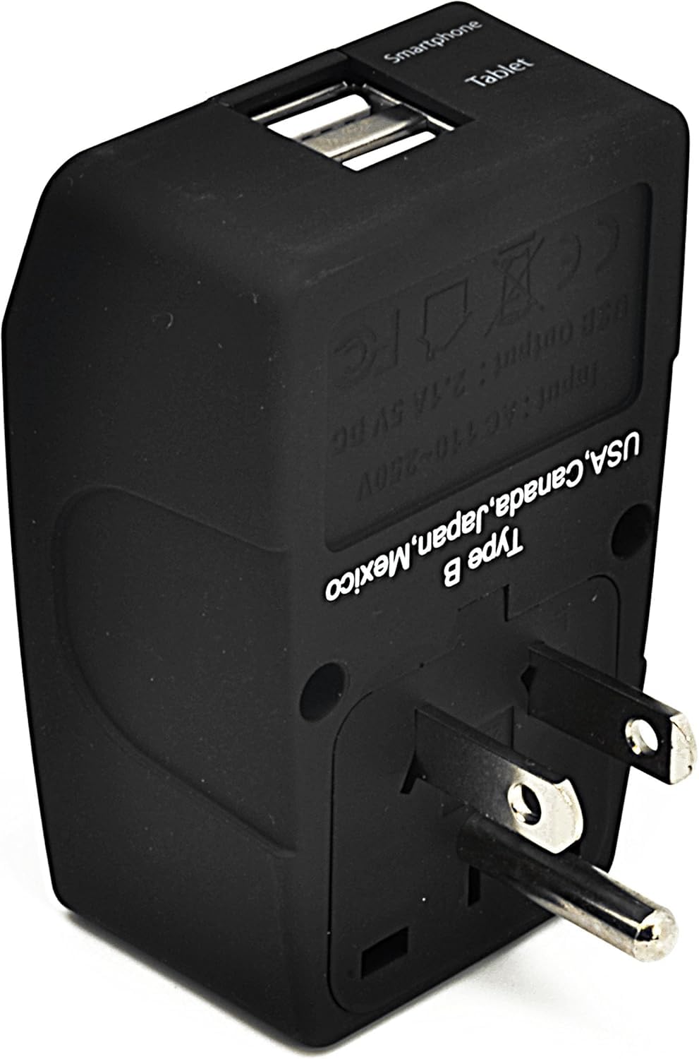 Ceptics Us Adapter Power Plug Ceptics - Eu European To Usa American Socket Travel Outlet - Grounded Universal Input - Dual Usb -