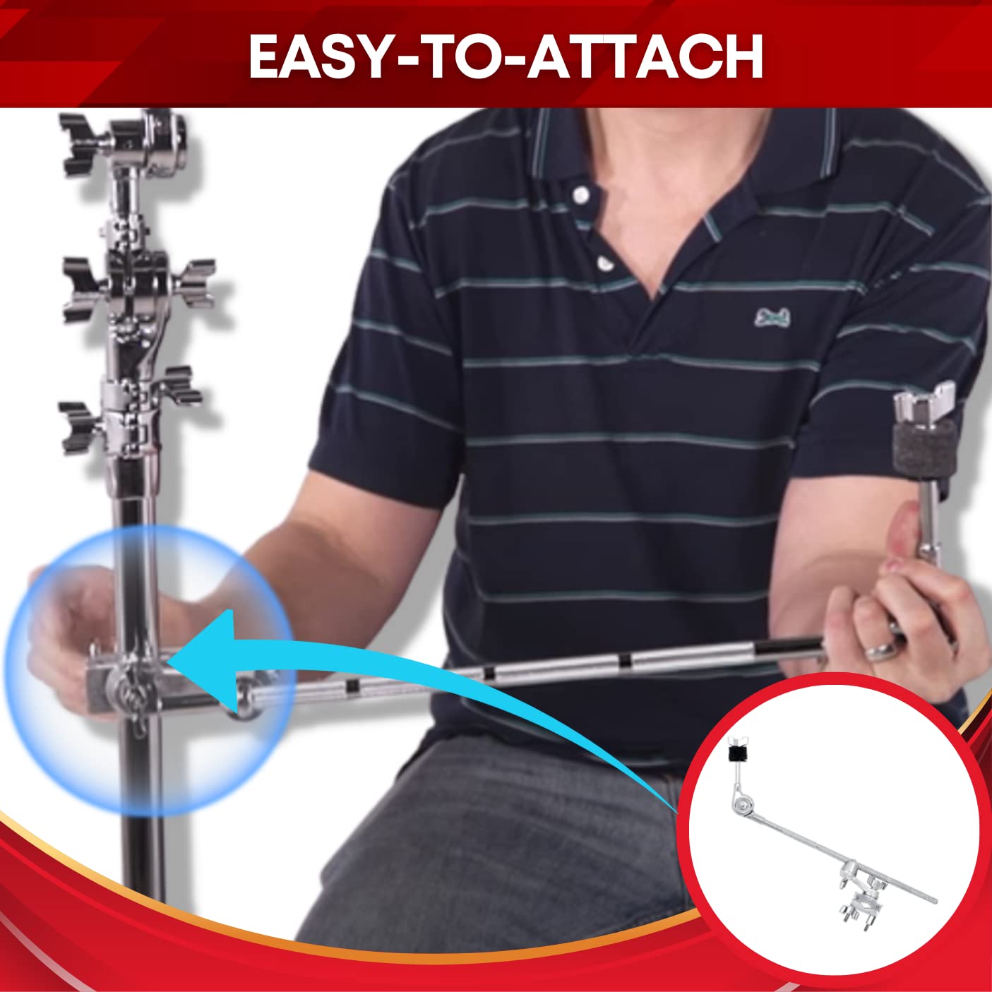 Gibraltar Long Boom Attachment Cymbal Arm With Rotating Grabber Clamp Holder (Sc Clbac, 18'')