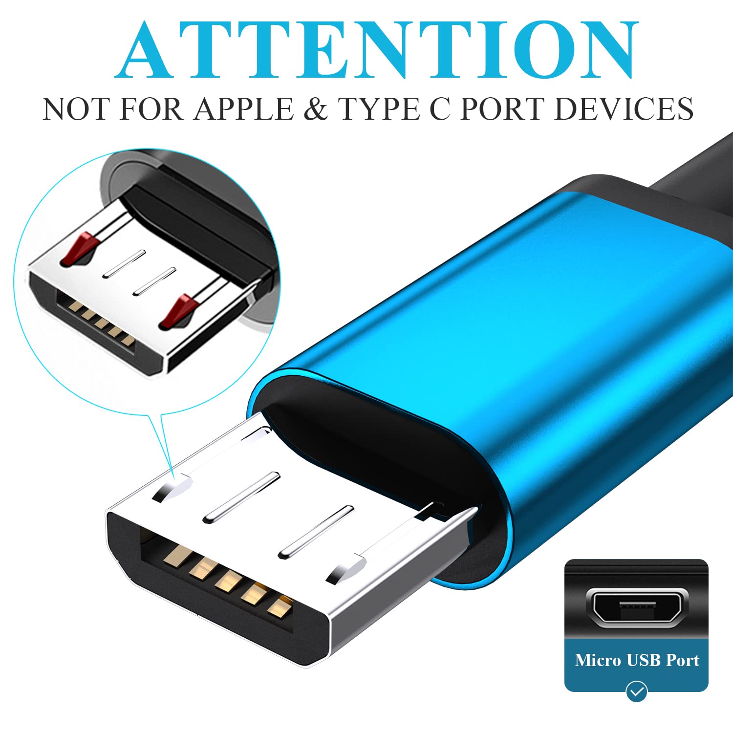 Aioneus Micro Usb Cable Fast Android Charging Cord 6Ft 3Pack Charging Cable Braided Charger Cord For Samsung Galaxy S7 Edge S6 S5 S2 J7 J7V J5 J3 J3V J2, Lg K40 K20, Fire Tablet, Ps4, Xbox, Kindle