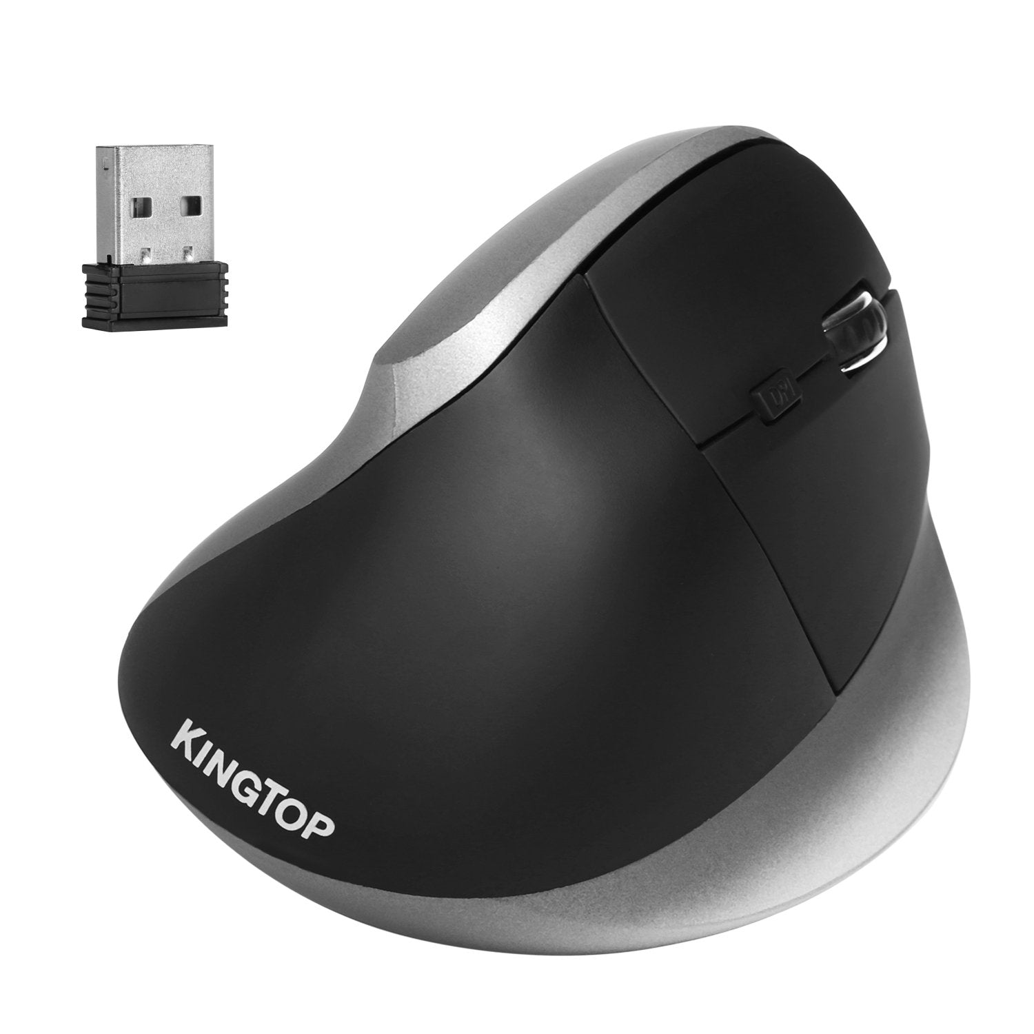 Kingtop 2.4G Wireless Vertical Ergonomic Optical Mouse, 800/1200/ 1600/2400/ 3200/4800 Dpi, 6 Buttons With Mini Usb Receiver, Co
