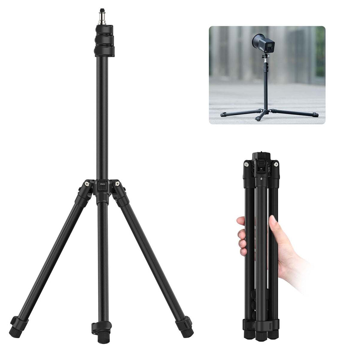 Ulanzi Tt43 Extendable Photography Light Stand, Adjustable 6.23Ft Aluminum Light Tripod, Reversible Portable Studio Lighting Tri