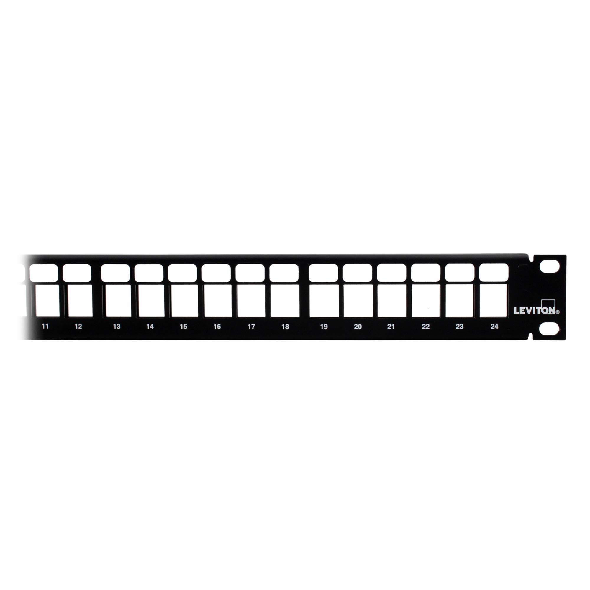 Leviton 49255 H24 QuickPort Patch Panel, 24 Port, 1RU, Cable Management Bar Included , Black