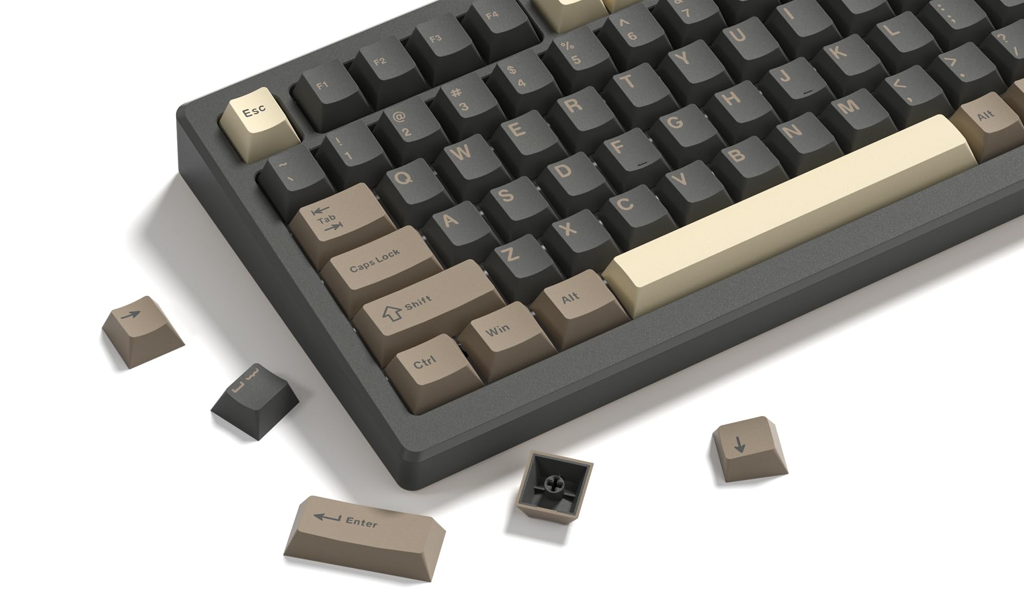 Womier Keycaps, Custom Pbt Doubleshot Keycaps 60 65 75 100 Percent, Cherry Profile Retro Keycaps, 61/64/68/84/87/100/104/108 Gam