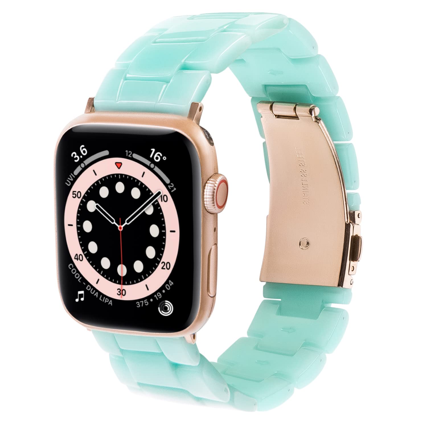 Hopo Compatible With Apple Watch Band Series Ultra Series 9 8 7 Series Se 6 5 4 3 2 1 Thin Light Resin Strap Bracelet With Stain