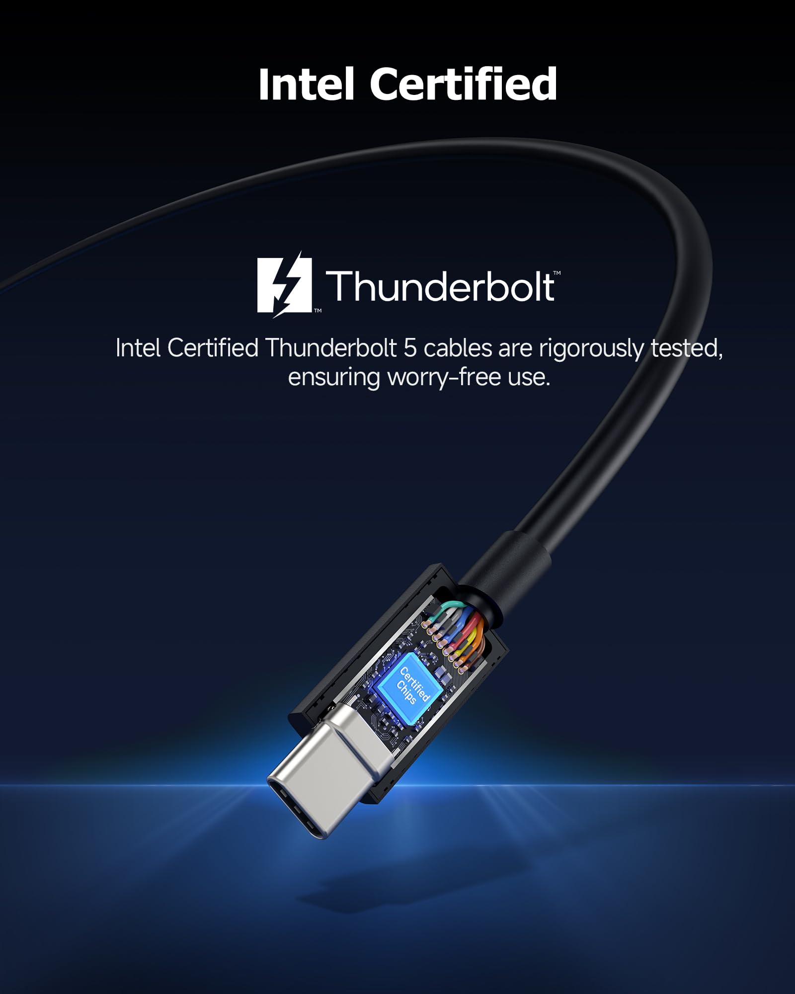 Cable Matters [Intel Certified] 80Gbps Thunderbolt 5 Cable with up to 120Gbps Bandwidth Boost and 240W Charging in Black   0.5m / 1.6ft, Compatible with Thunderbolt 4, USB4, Thunderbolt 3 and USB C