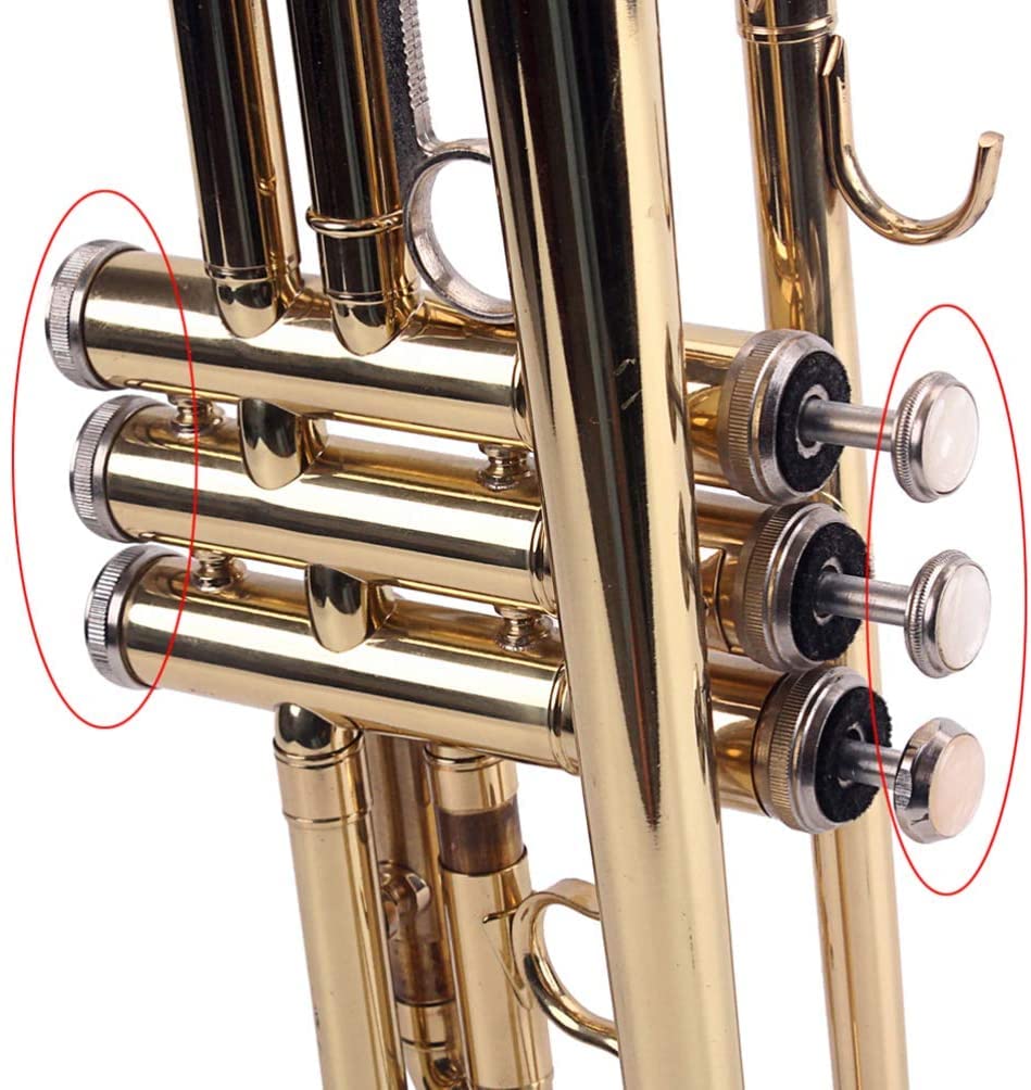 Tuoren Trumpet Valve Repair Kit With Finger Buttons Connecting Rods Valve Caps Piston Guides Spring Felt Washer Water Key Spit V