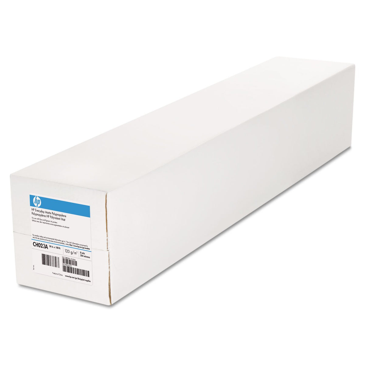 Hp Ch023A Everyday Matte Polypropylene Film, 8 Mil, 2'' Core, 36'' X 100 Ft, White, 2 Rolls