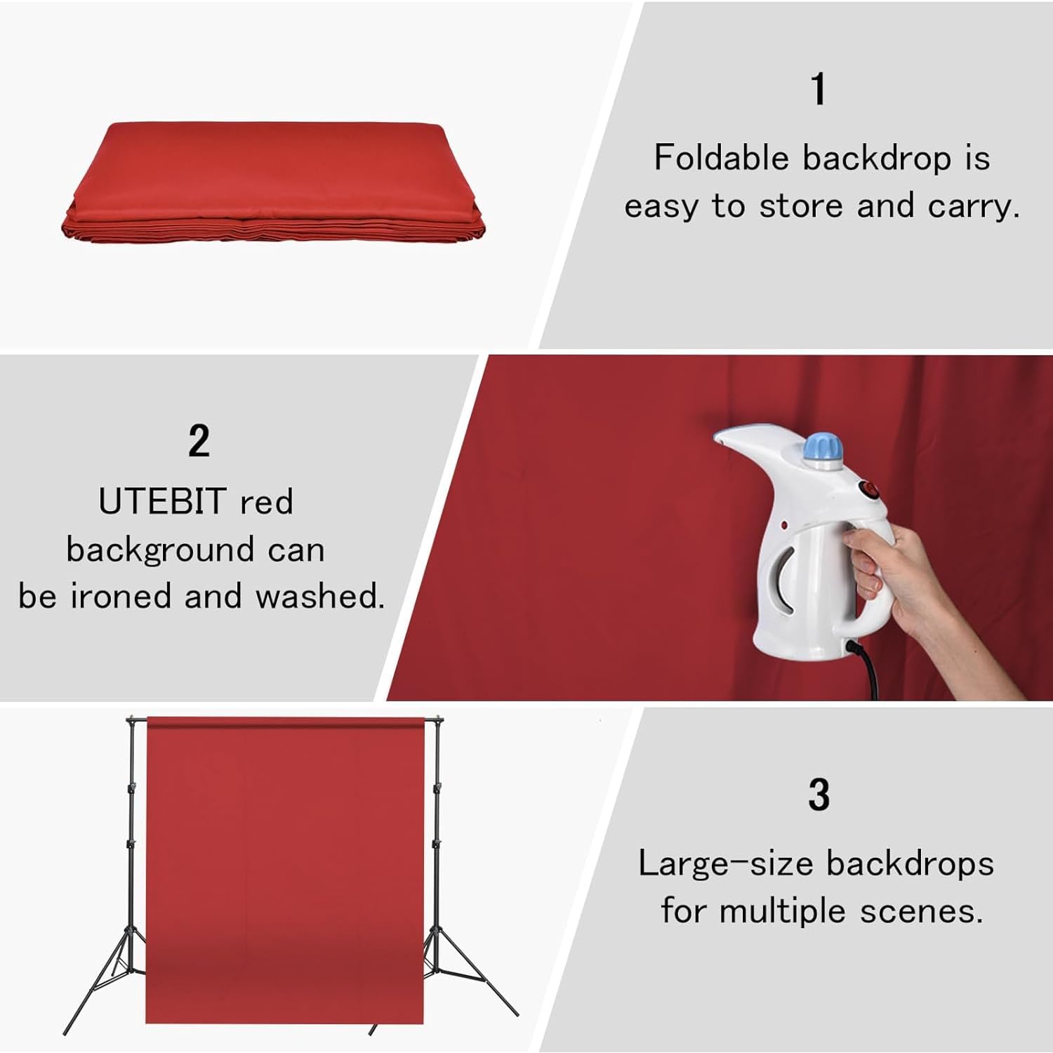 Utebit 6X9Ft Red Photo Backdrop For Photography, Iron-On Red Backdrops Polyester Photography Backdrop For Wedding Ceremony Home