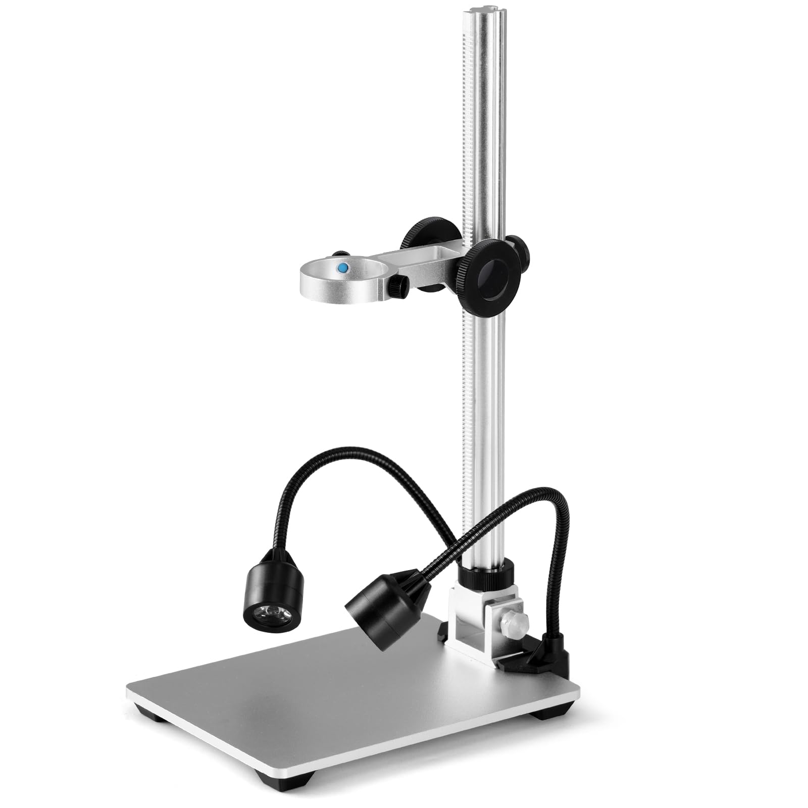Koolertron 12Inch Extended Aluminum Microscope Stand With 2 Fill Lights, Portable Adjustable Manual Focus Lcd Digital Microscope