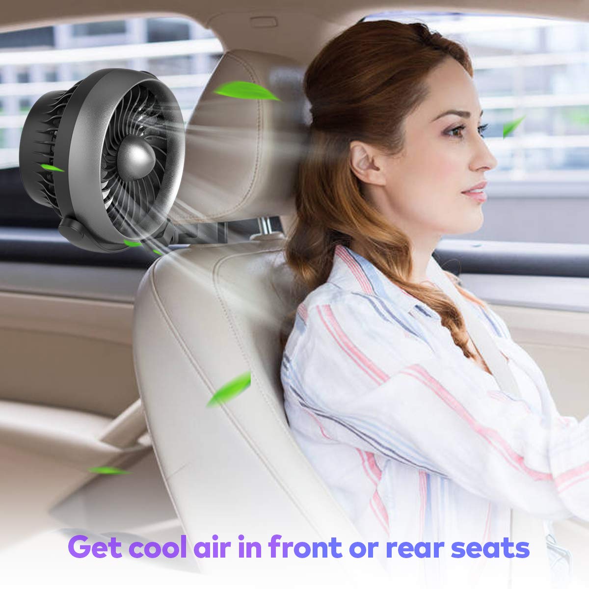 Lemoistar Car Fan, Battery Operated Usb Car Fan With Clip Hook, 4 Speeds, 360 Degree Rotatable Car Fan, 5V Cooling Air Small Per