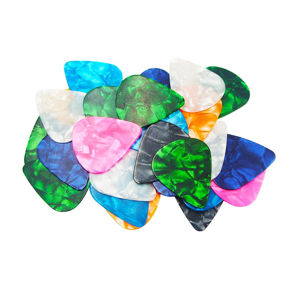 Hyshina Guitar Picks, 30 Pack Celluloid Guitar Pick Plectrums Sampler For Acoustic, Electric Or Bass Guitars, Random Colors (Hea