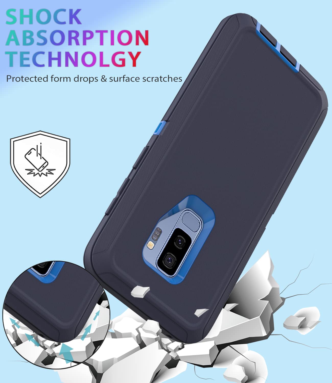 Guirble For Samsung Galaxy S9 Plus Case,Shockproof Dropproof For Samsung S9 Plus Case,Heavy Duty Protective Galaxy S9 Plus Csae,