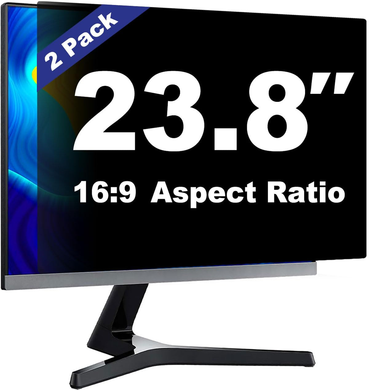 Pozlle 23.8 Inch Computer Privacy Screen Shield [2 Pack] For 16:9 Widescreen Desktop Monitor   Anti Glare Blue Light Privacy Fil