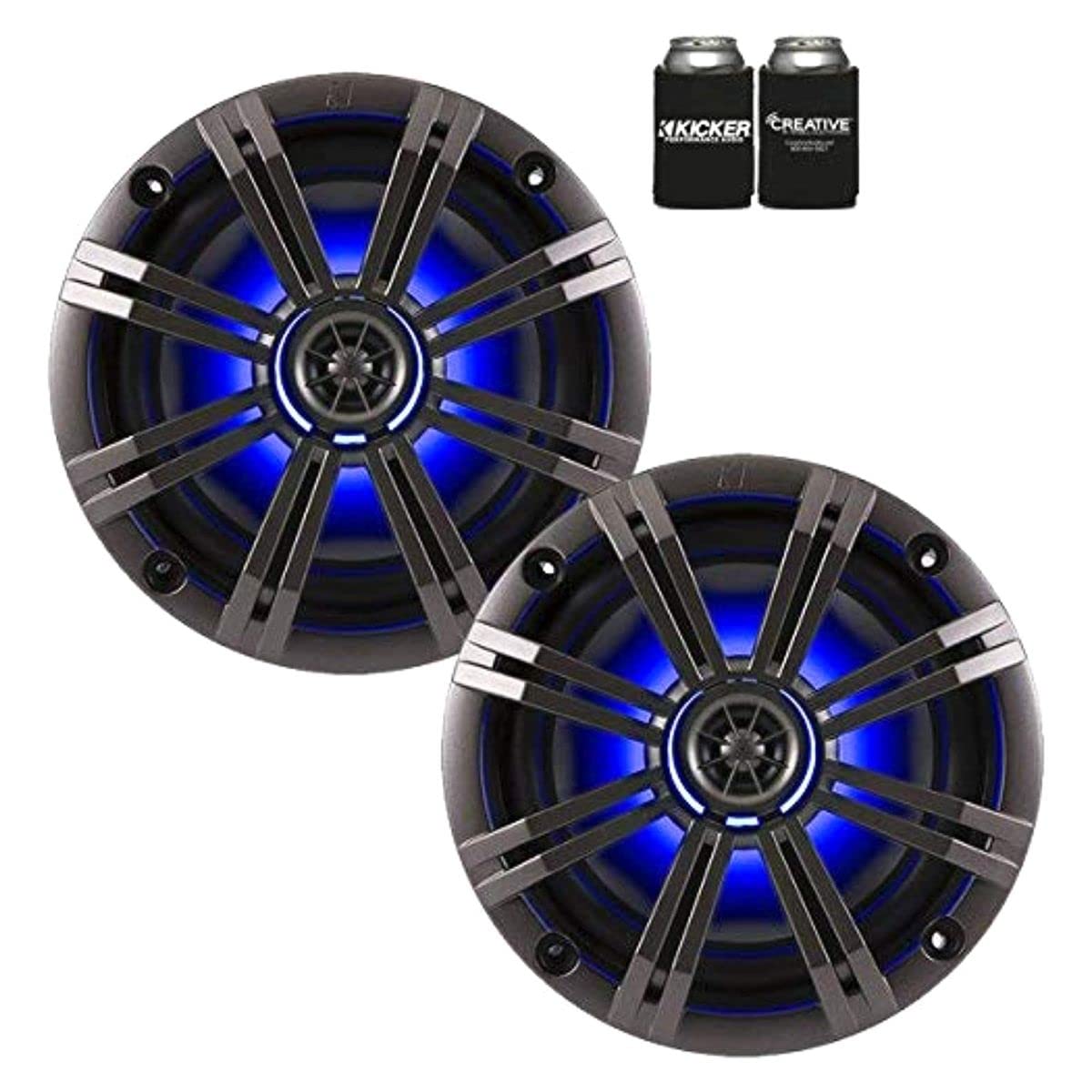 Kicker Oem Replacement Charcoal 6.5'' 4 Ohm Coaxial Marine Speakers (Pair)