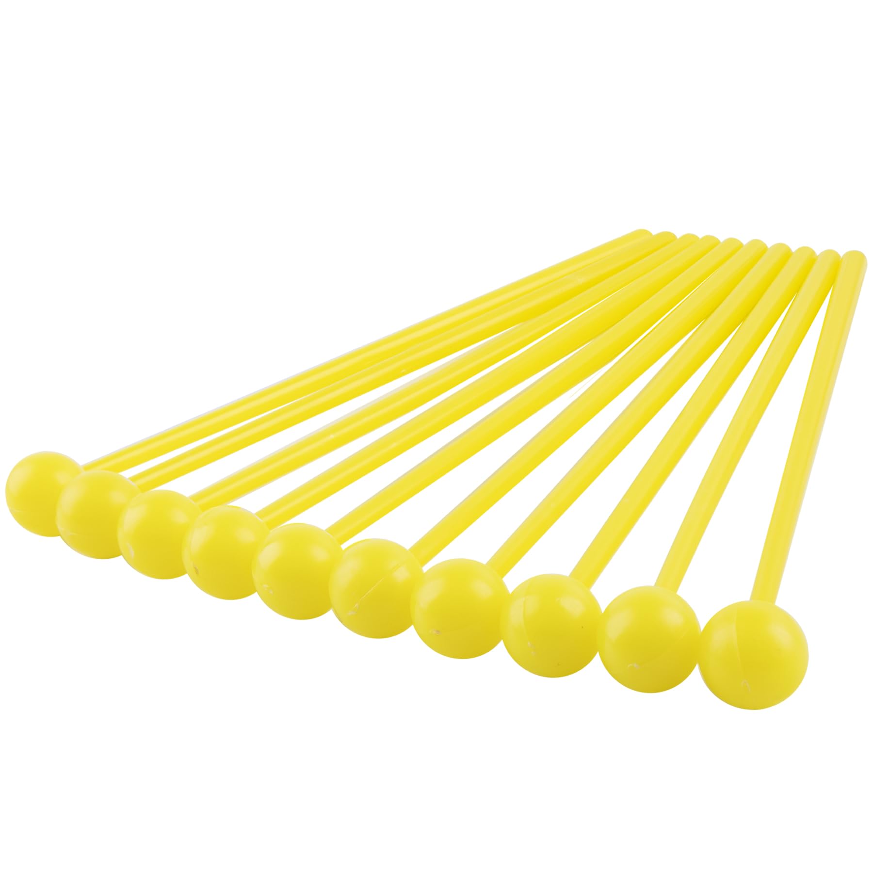 Framendino, 10 Pack Plastic Bell Mallets Solid Drum Percussion Sticks Hammer For Drum Chime Xylophone Yellow