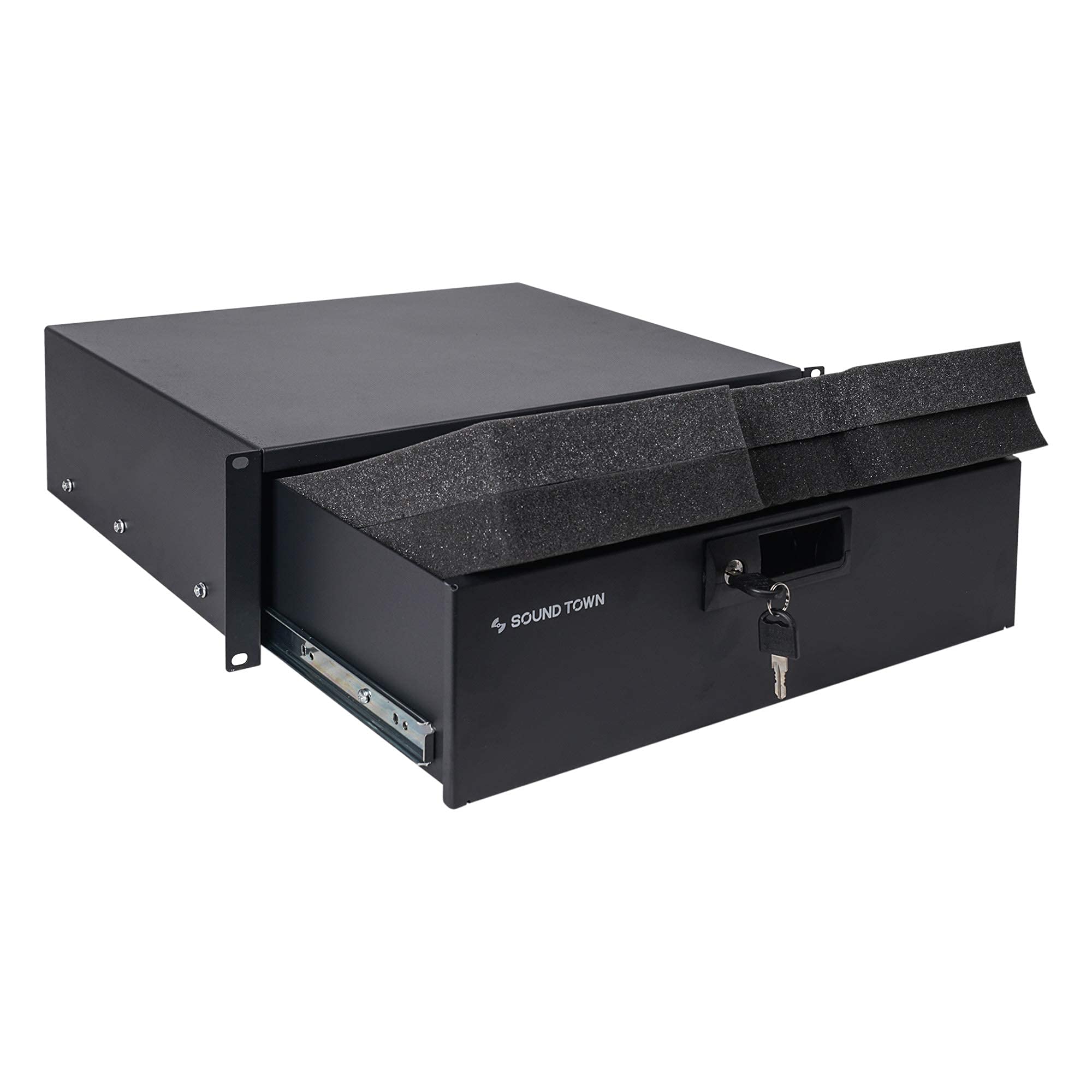 Sound Town 19 Inch 3U Locking Rack Drawer, With Protection Foam (Strd 3D)