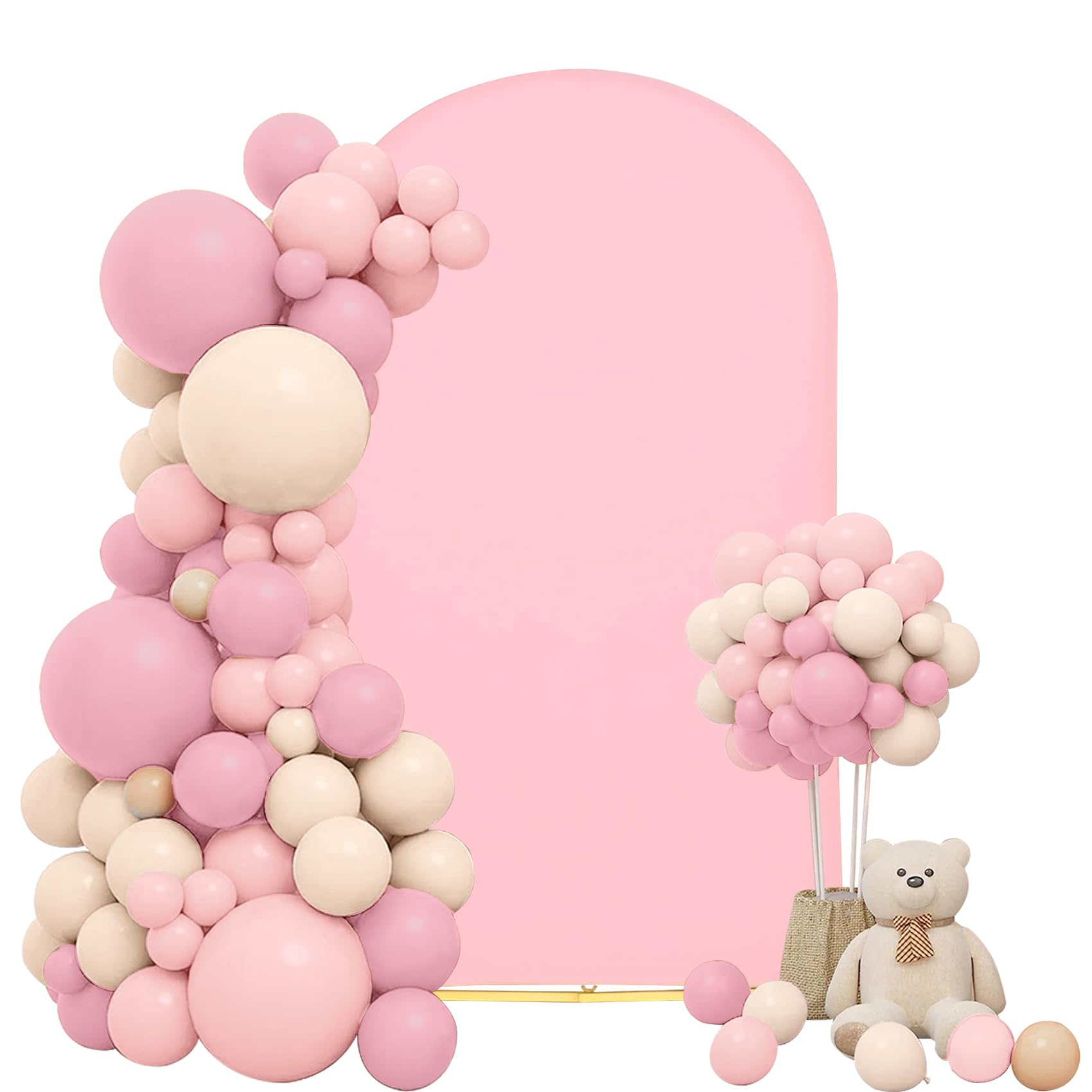 Wedding Arch Cover 6Ft Pink Spandex Fitted Wedding Arch Cover Backdrop Cover Round Top Stand Covers Double Side Stretchy Chiara