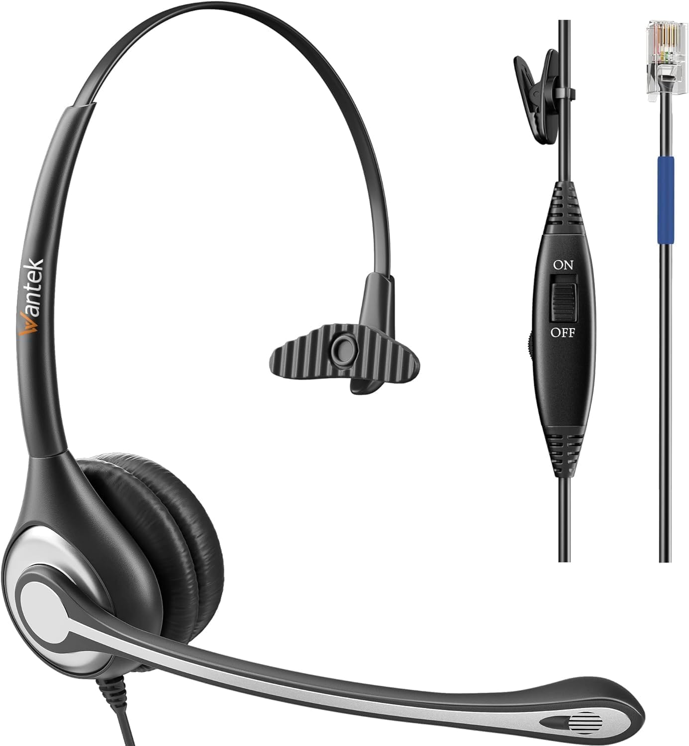 Wantek Cisco Phone Headset With Microphone Noise Cancelling & Mute Switch, Rj9 Telephone Headsets Compatible With Cisco Office L