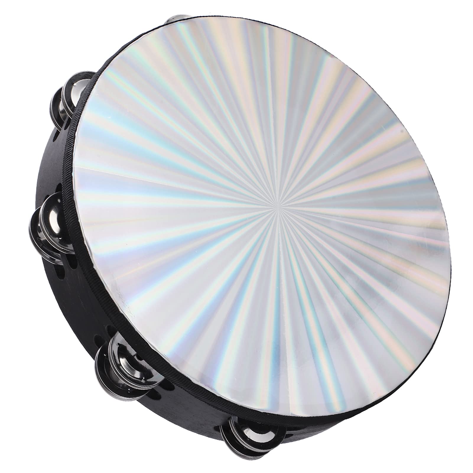 Generic ABS Tambourine, Drums Music Instrument Radiant Stainless Steel Reflective Steel Hand Held Drum for Party for