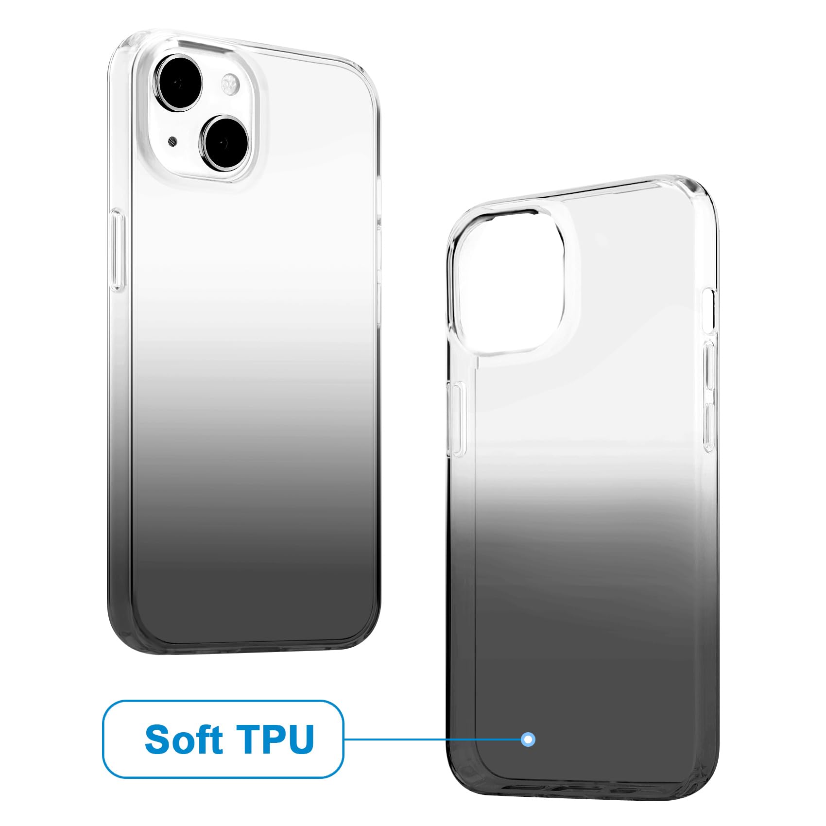 Jjgoo Compatible With Iphone 13 Case Clear Soft Transparent Shockproof Protective Slim Thin Bumper Phone Cover, Gradient Black