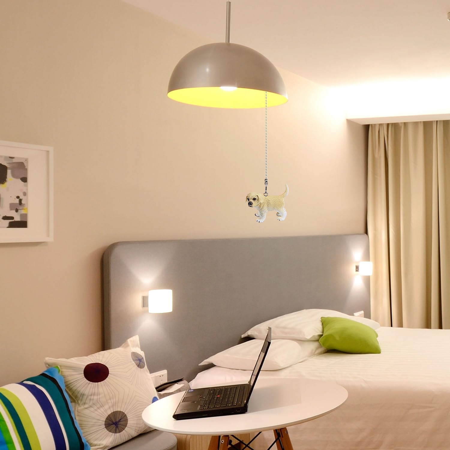 Dotlite Dog Ceiling Fan Pull Chain,12In Puppy Golden Retriever Fan String Pulls Charm Extension Decorative,3Mm Diameter Beaded F