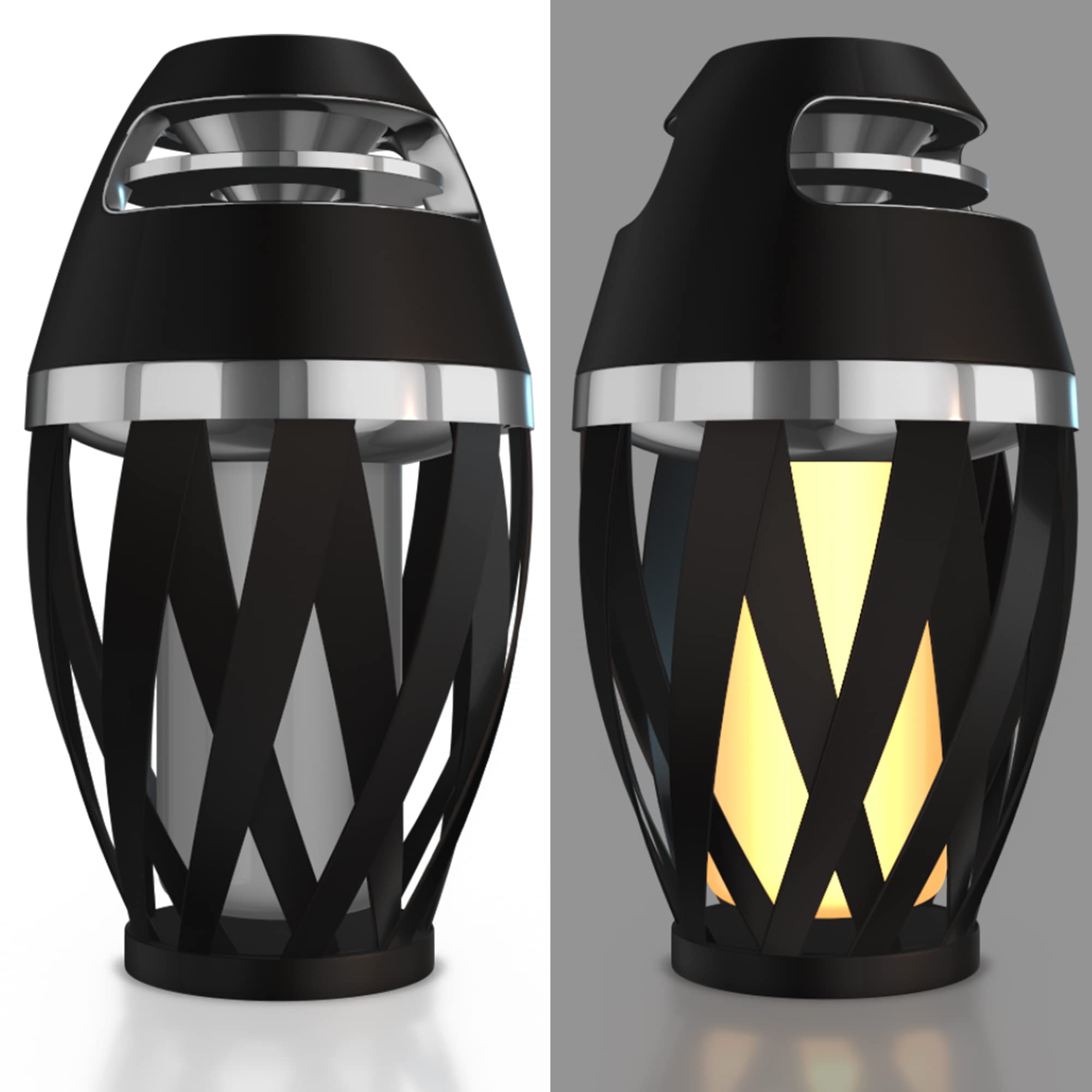 2 Pack Outdoor Tws Led Flame Speaker With 5 Foot Poles, Bluetooth 5.0, Tiki Torch Atmosphere Lamp, Water Resistant, Party Mode,