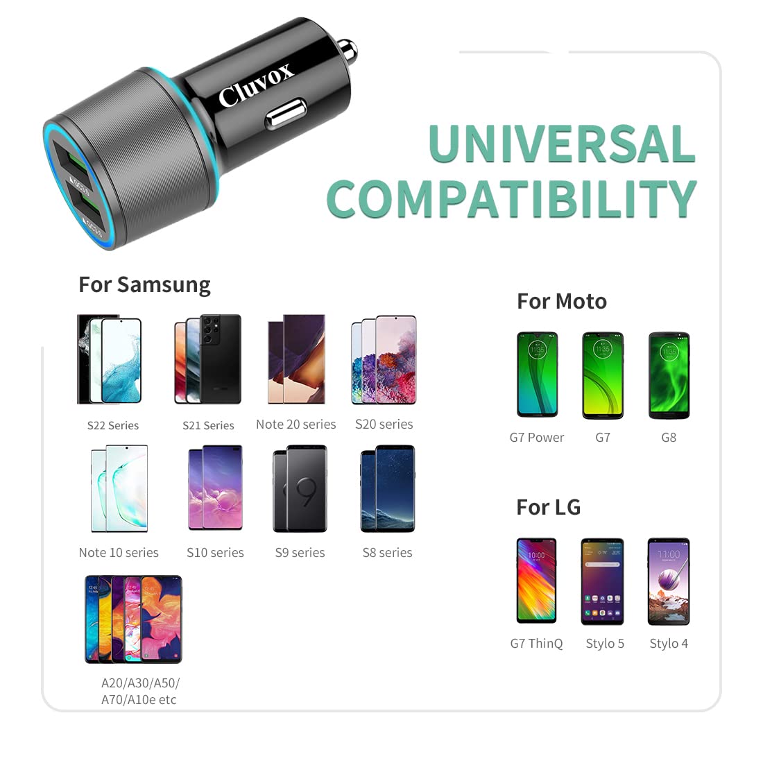 Rapid Usb C Car Charger, Compatible For Samsung Galaxy S23/S22/S21/Note 20/Ultra/10/Plus/9/8/S20 Plus/Ultra/S10+/S10E/S9/S8/A50/