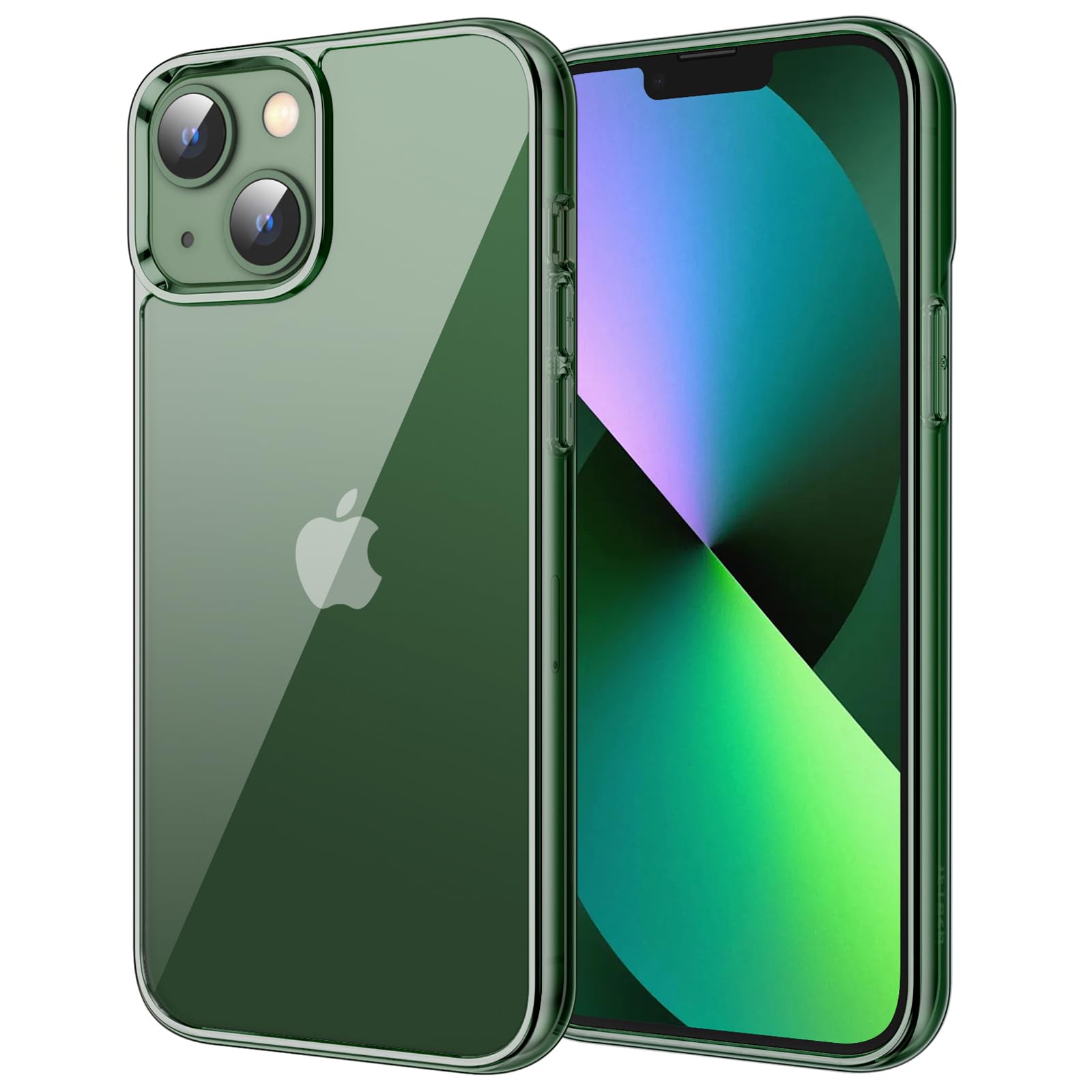 JETech Case for iPhone 13 Mini 5.4-Inch, Non-Yellowing Shockproof Phone Bumper Cover, Anti-Scratch Clear Back (Alpine Green)