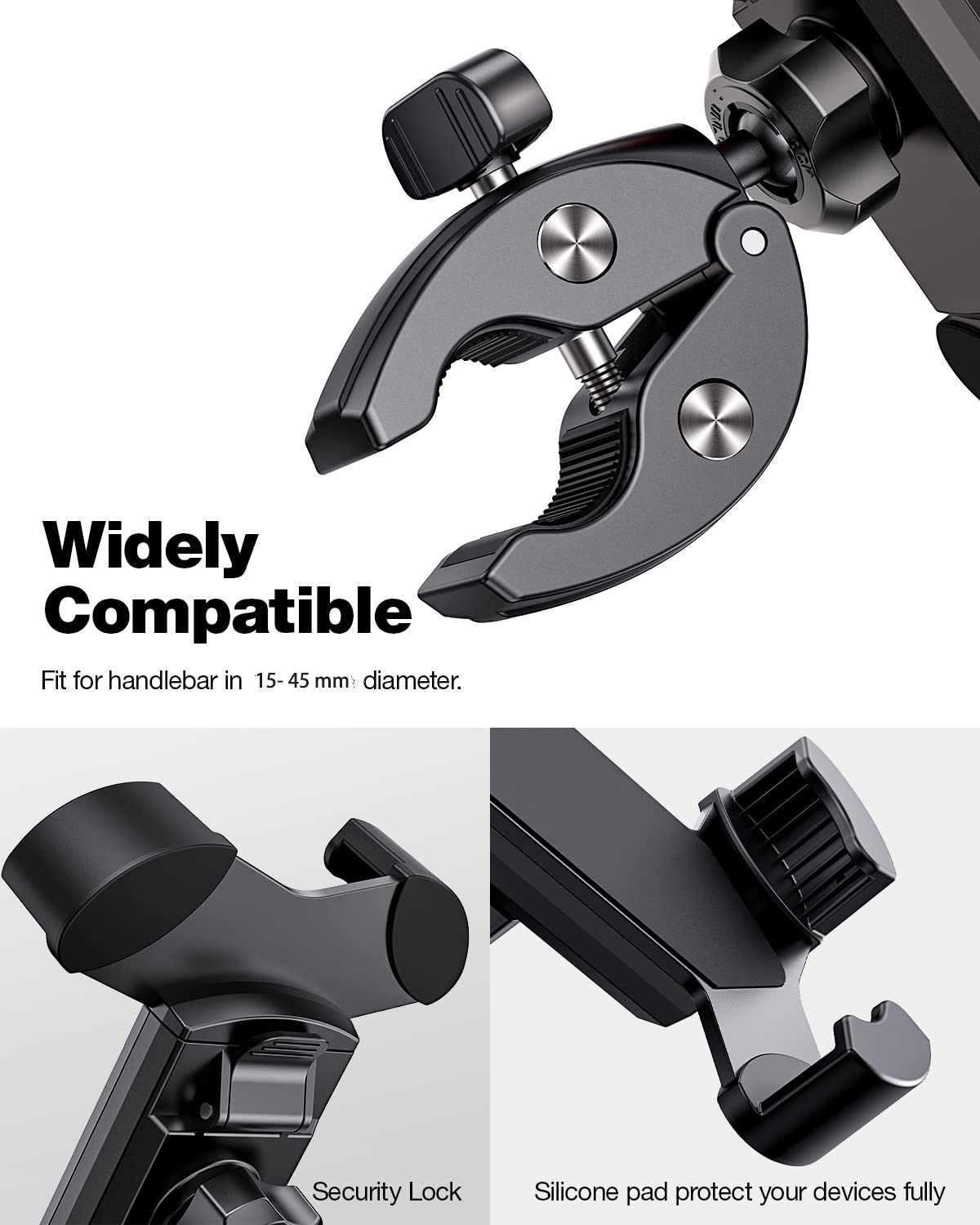 Uniwit Universal Bike Phone Mount,Motorcycle Phone Holder Sturdy And Secure,One Hand Operation,360Rotation,Security Lock,Compati