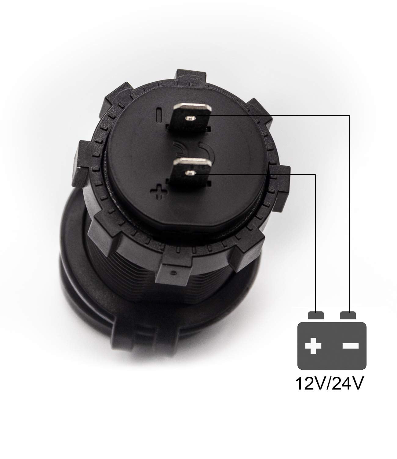 Dual Usb Charger Socket Waterproof Power Outlet 12V/24V 2.1A & 2.1A For Car Boat Marine Rv Mobile Blue Led