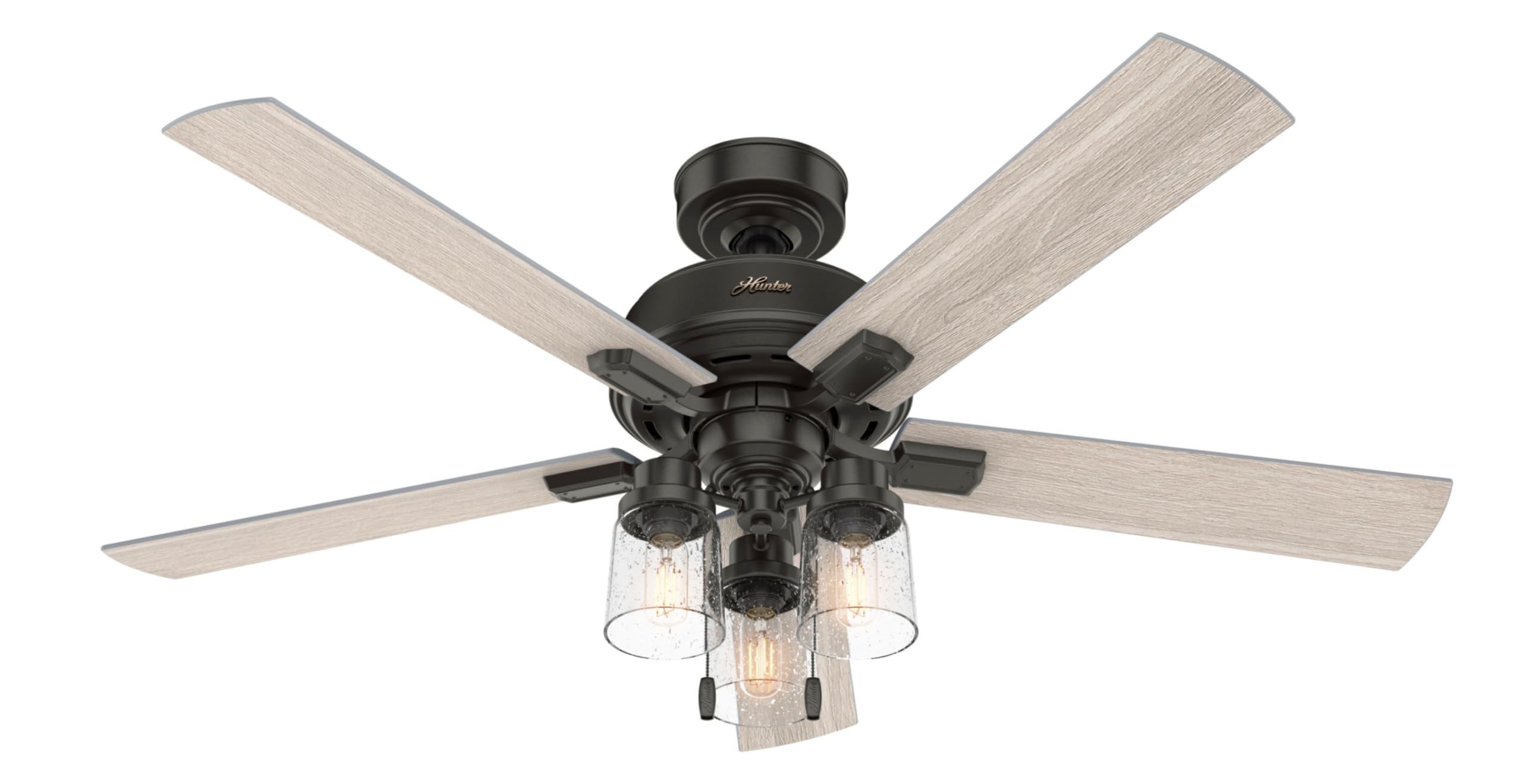 Hunter 52 inch Indoor Ceiling Fan with LED Lights - Bronze Ceiling Fan with Pull Chain, For Bedroom, Living Room, or Kitchen, St