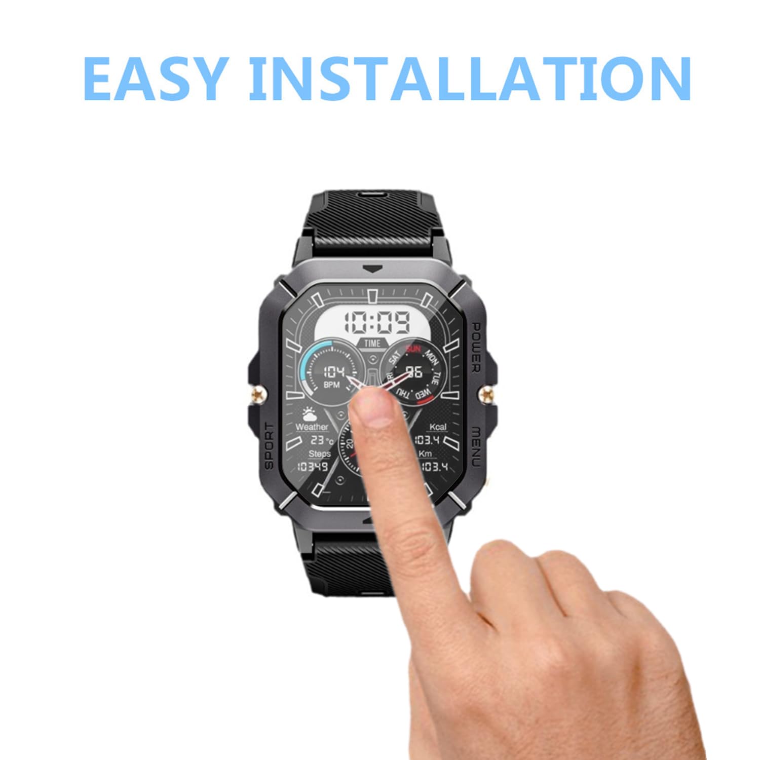 Aemus Screen Protector Compatible For Dekelife Military Smart Watch 2.02'' (6 Pack) C28 Smart Watch Full Coverage Hd Pet Film, C