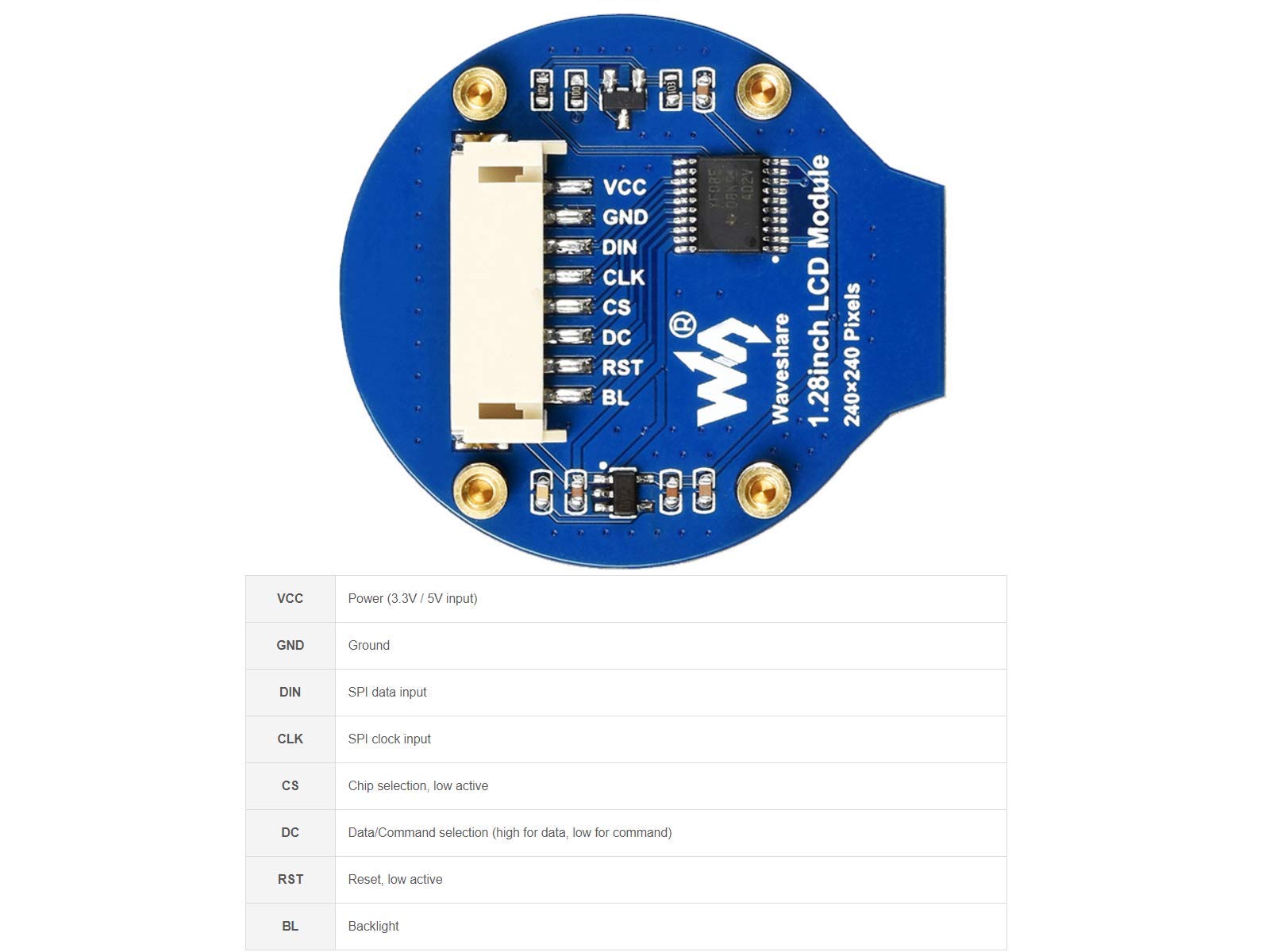 1.28Inch Round Lcd Display Module 240  240 Resolution 65K Rgb Lcd Hat For Raspberry Pi 4B/3B+/3B/2B/Zero/Zero W/Zero Wh, Jetson