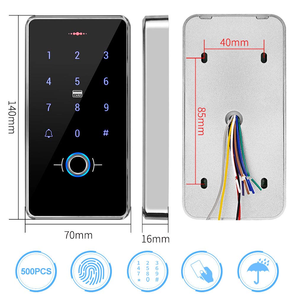 Hfeng Outdoor Ip68 Waterproof Rfid Access Control Keypad Fingerprint Biometrics Access Controller Wg26/34 Card Reader + 10Pcs 13