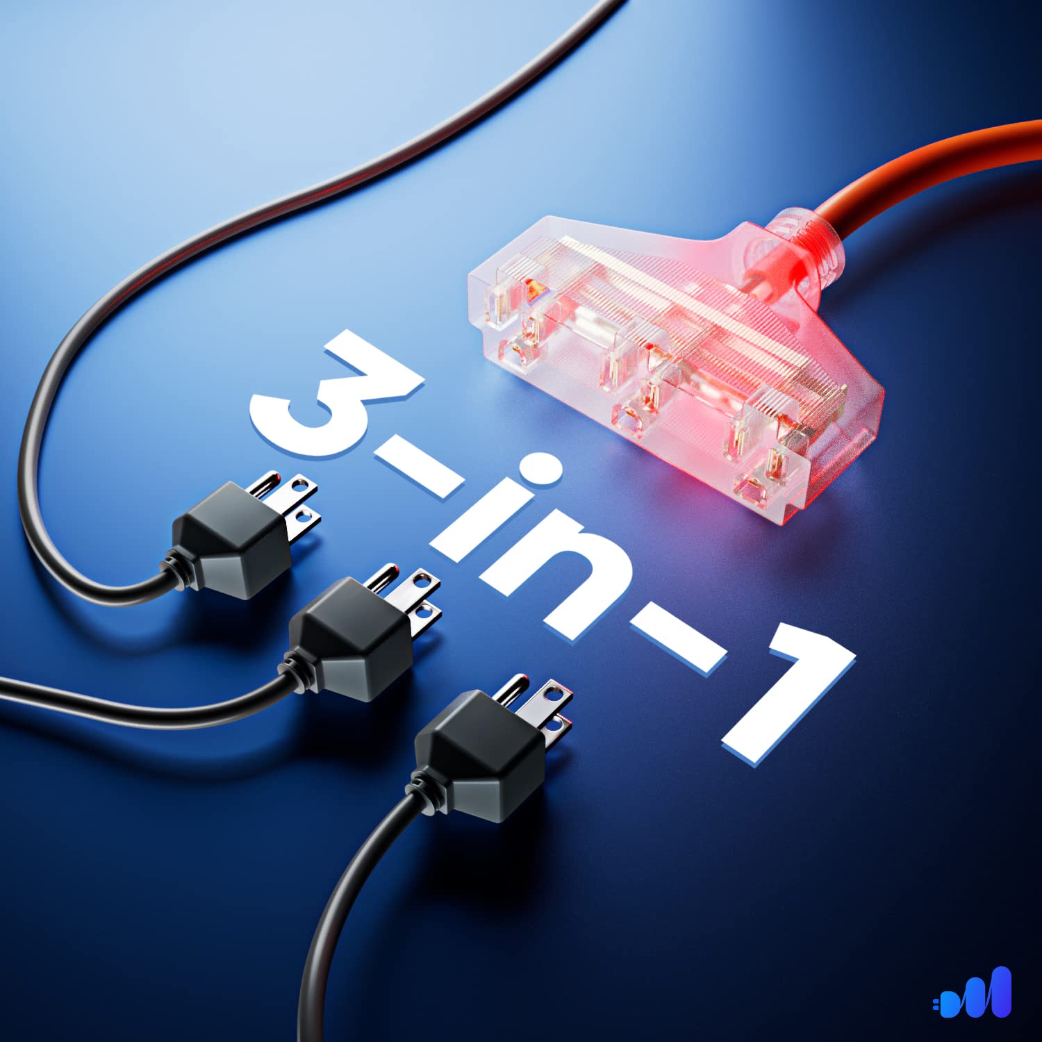 Extension Cord 30 Ft, Extension Cord With Multiple Outlets, Sjtw 14 Gauge (Orange) Etl Listed