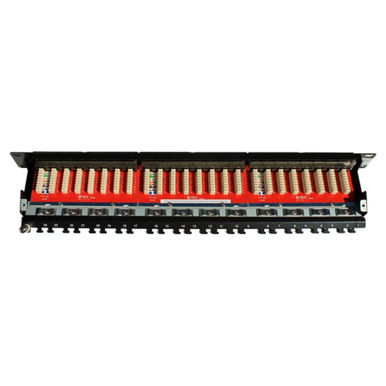 Vertical Cable Cat6 24 Port Shielded Krone Type 19'' Horizontal Rackmount 1U Patch Panel