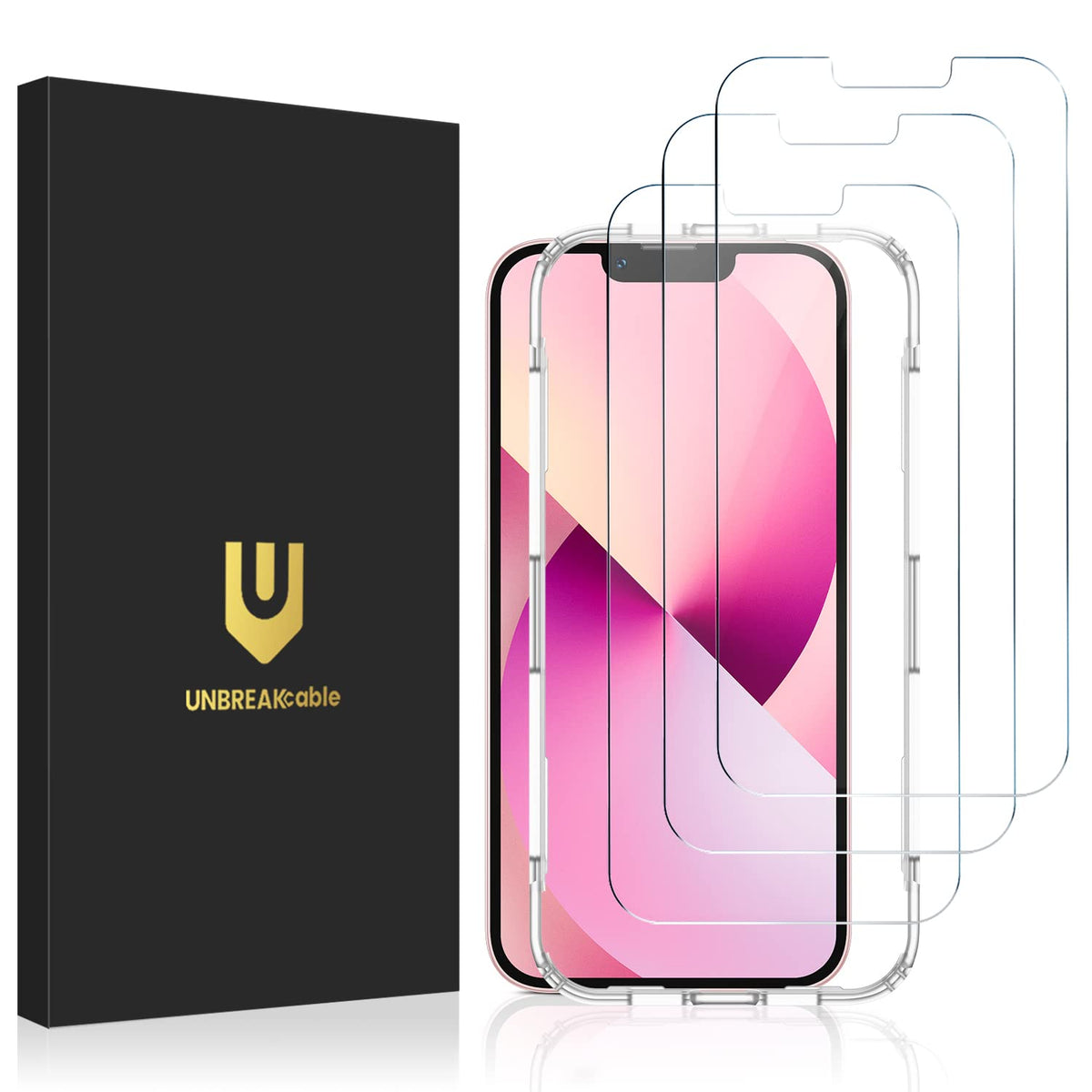 Unbreakcable 2-Pack Screen Protector For Iphone Iphone 14/13/13 Pro, Double Shatterproof Tempered Glass [Easy Installation Frame